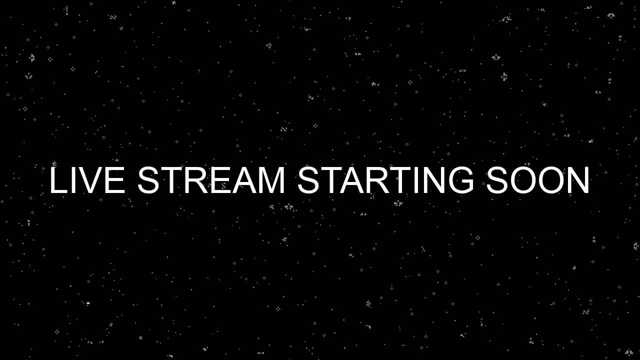 A black background speckled with white dots displays the message "LIVE STREAM STARTING SOON".