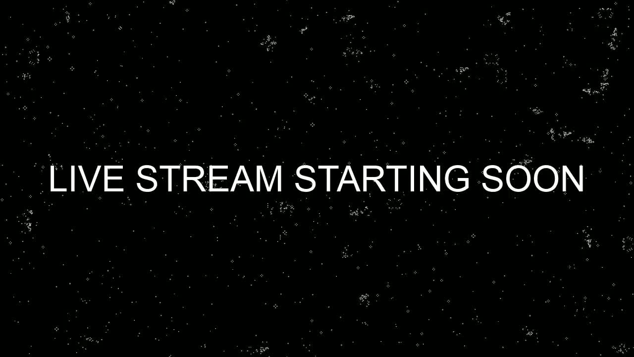 A black background speckled with small white dots displays the message "LIVE STREAM STARTING SOON" in white sans-serif font.