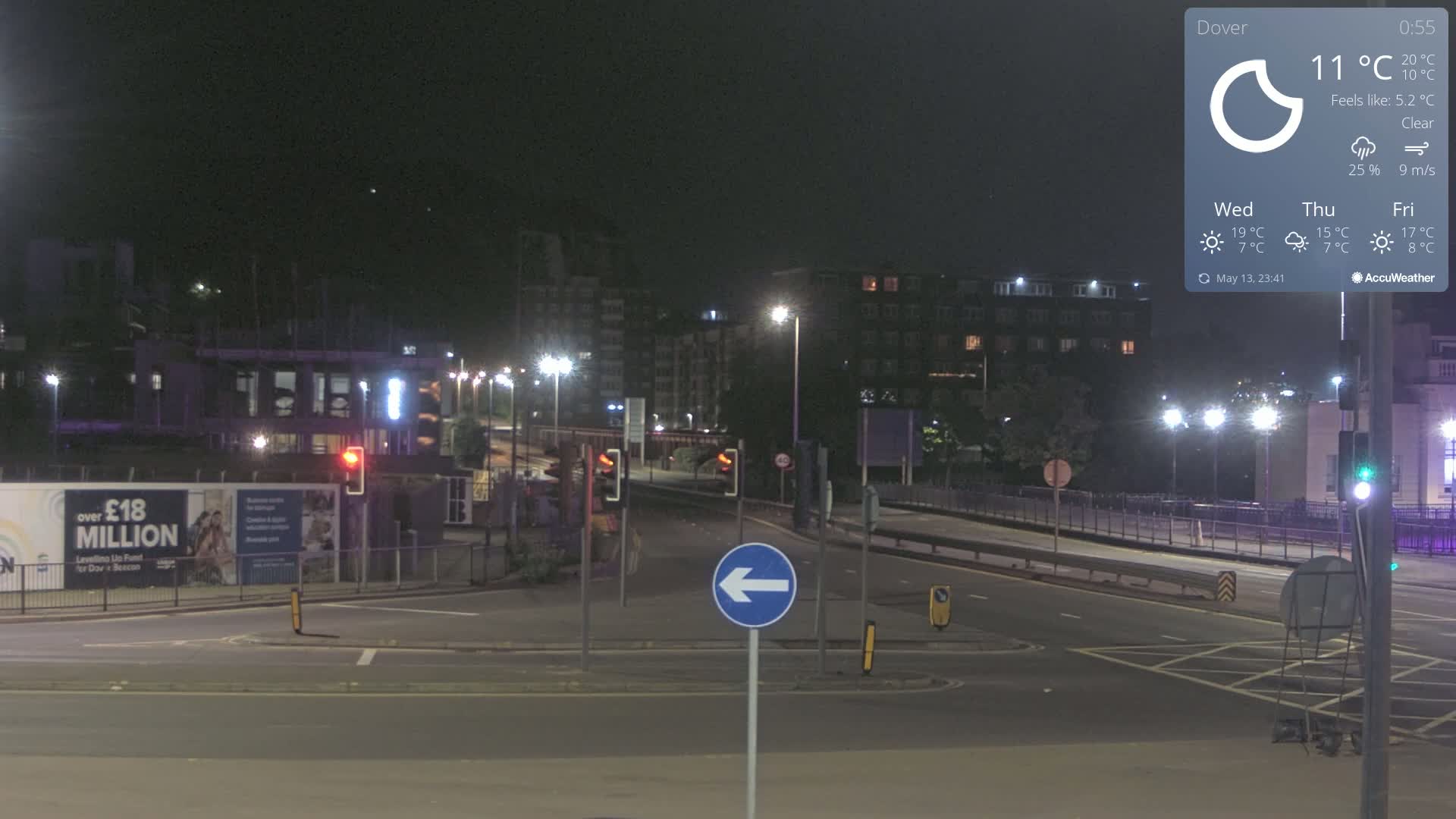 Dover Castle & A256 & A20 Junction Live Cam - Dover, Kent, South East, England, United Kingdom