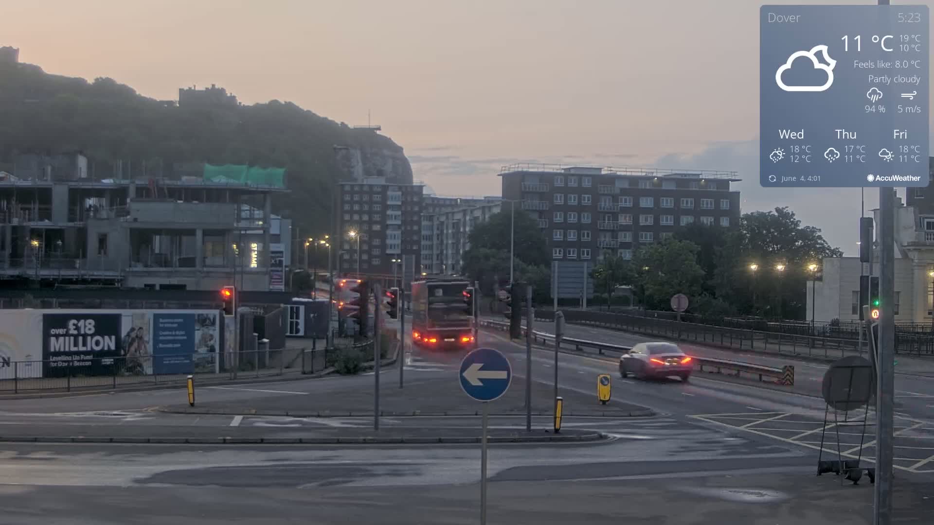 Dover Castle & A256 & A20 Junction Live Cam - Dover, Kent, South East, England, United Kingdom