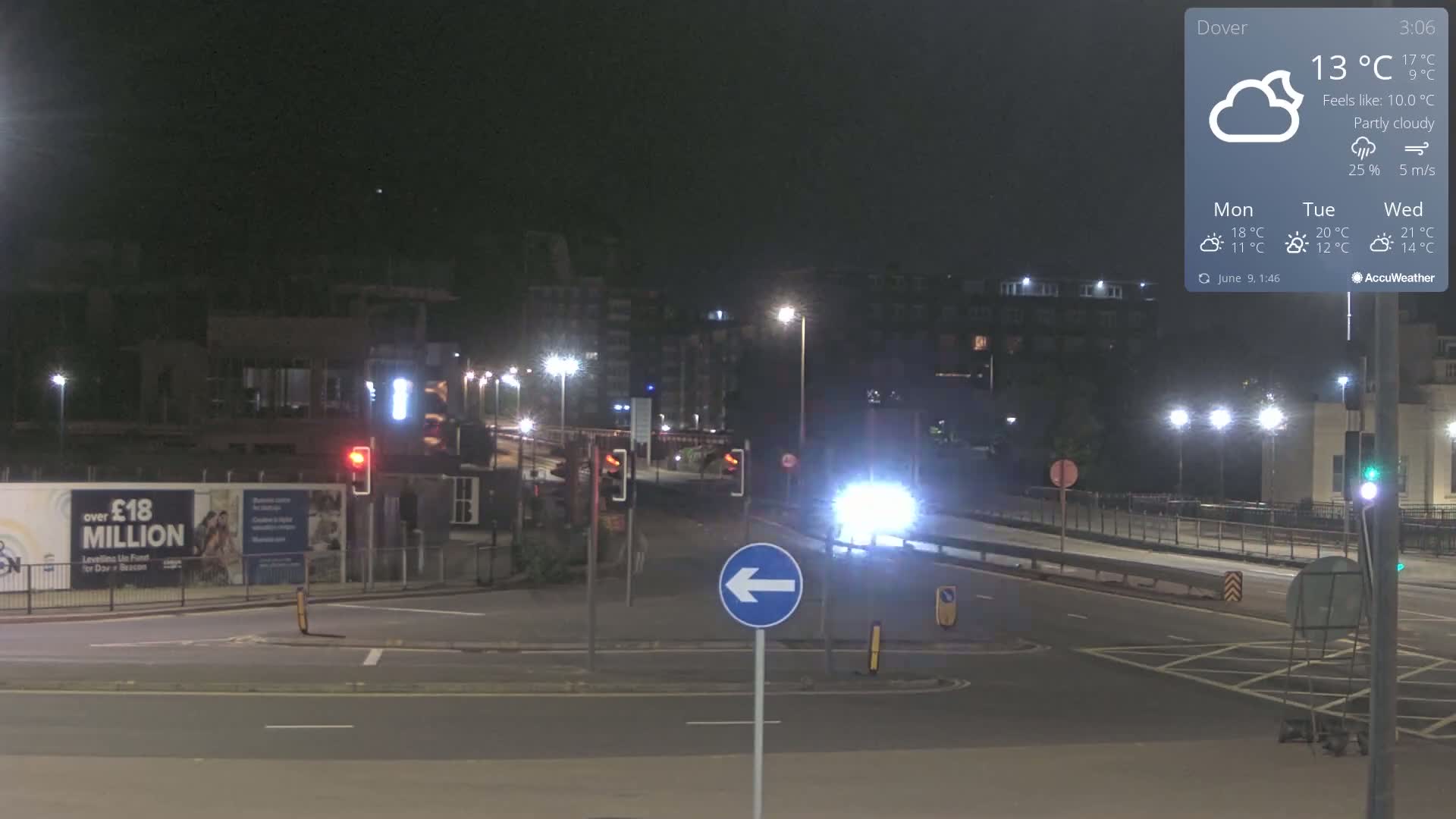 Dover Castle & A256 & A20 Junction Live Cam - Dover, Kent, South East, England, United Kingdom