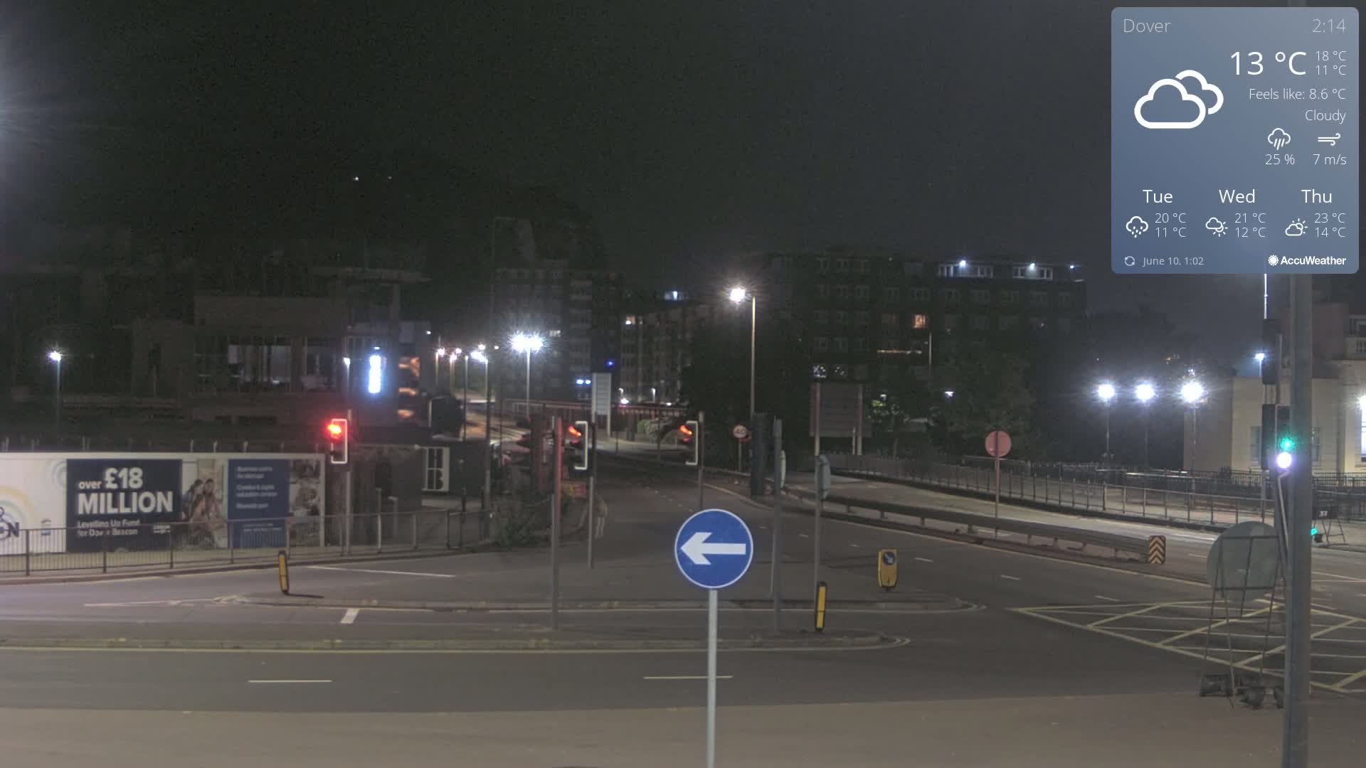 Dover Castle & A256 & A20 Junction Live Cam - Dover, Kent, South East, England, United Kingdom
