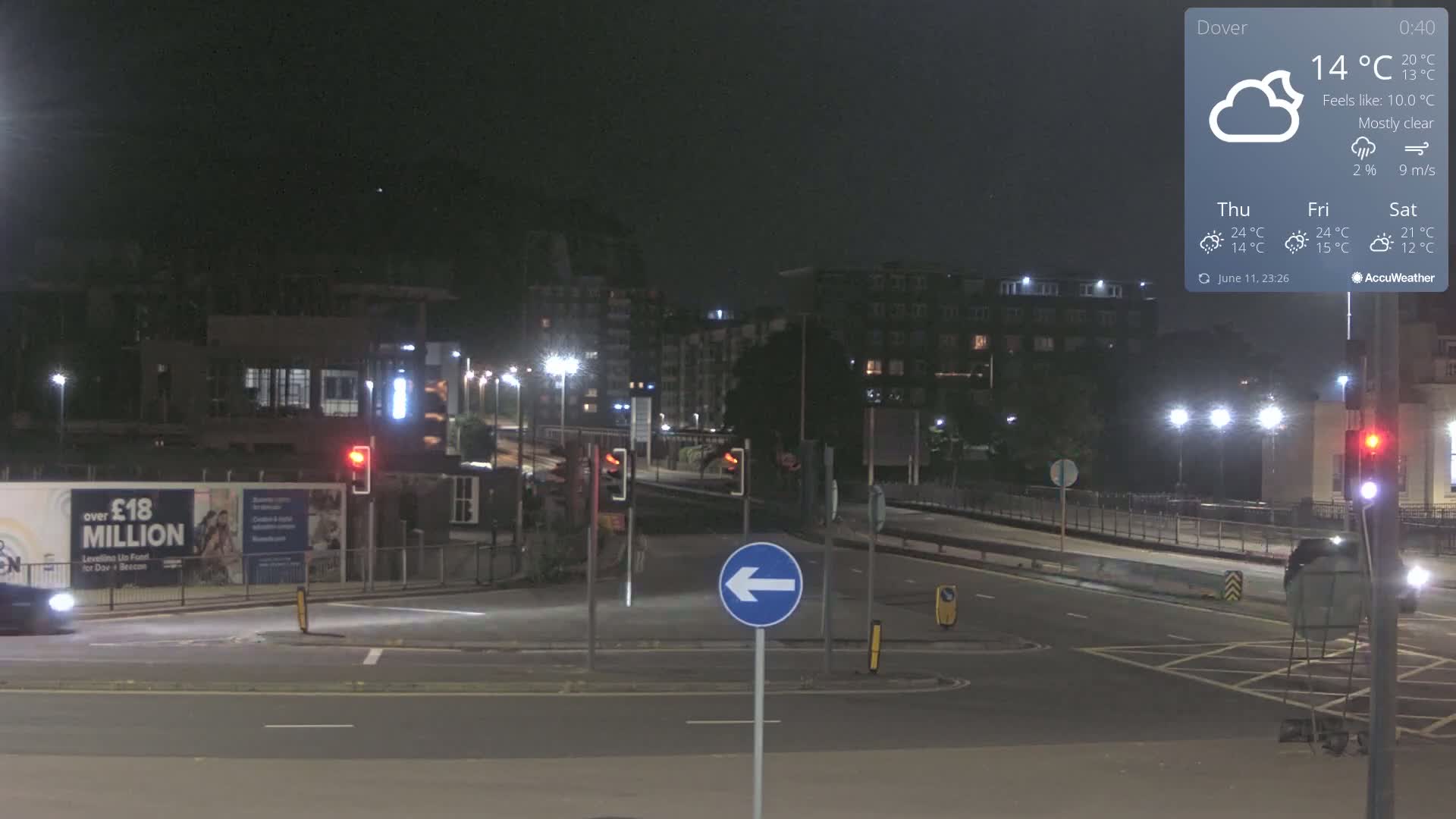 Dover Castle & A256 & A20 Junction Live Cam - Dover, Kent, South East, England, United Kingdom
