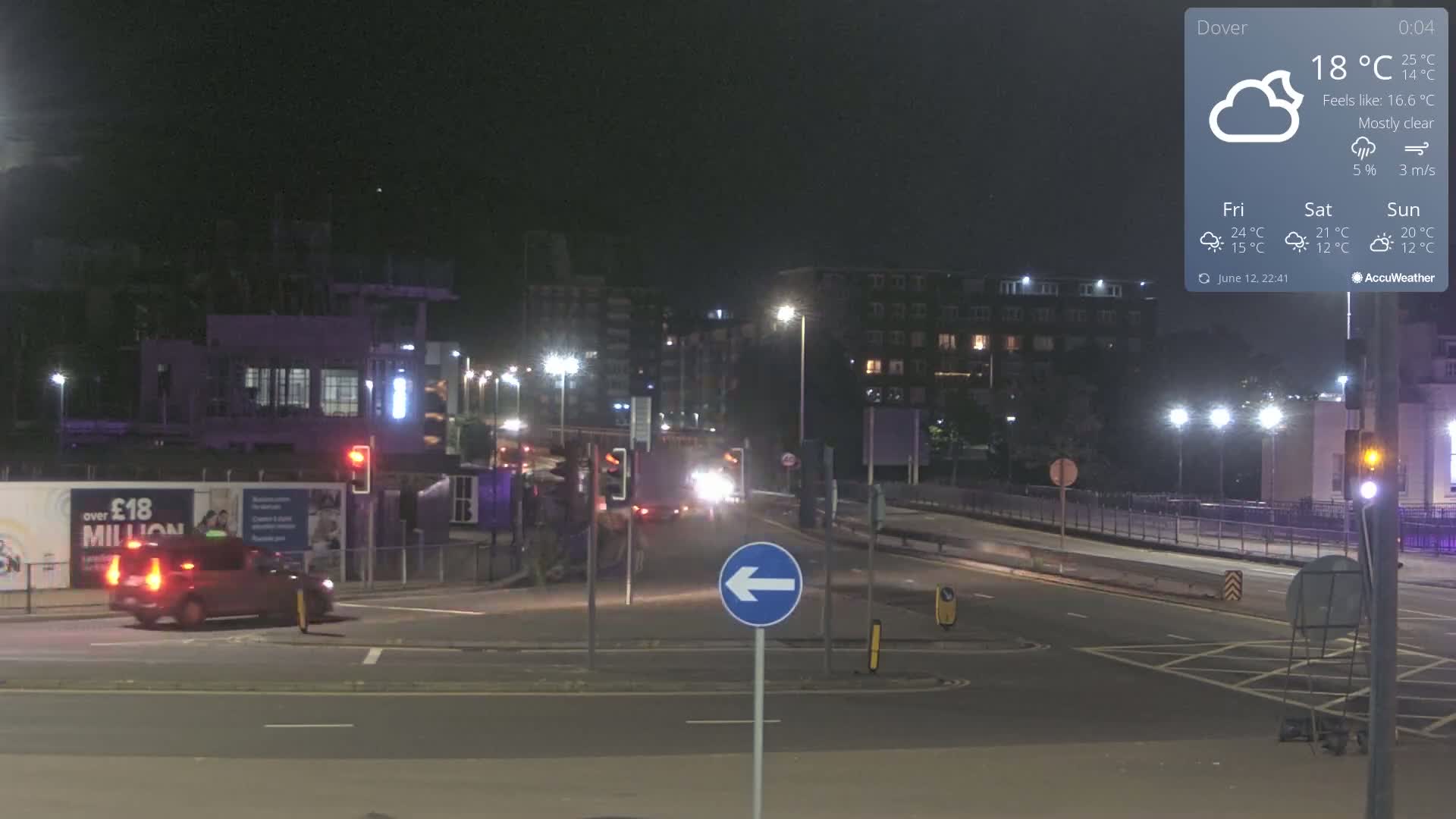 Dover Castle & A256 & A20 Junction Live Cam - Dover, Kent, South East, England, United Kingdom