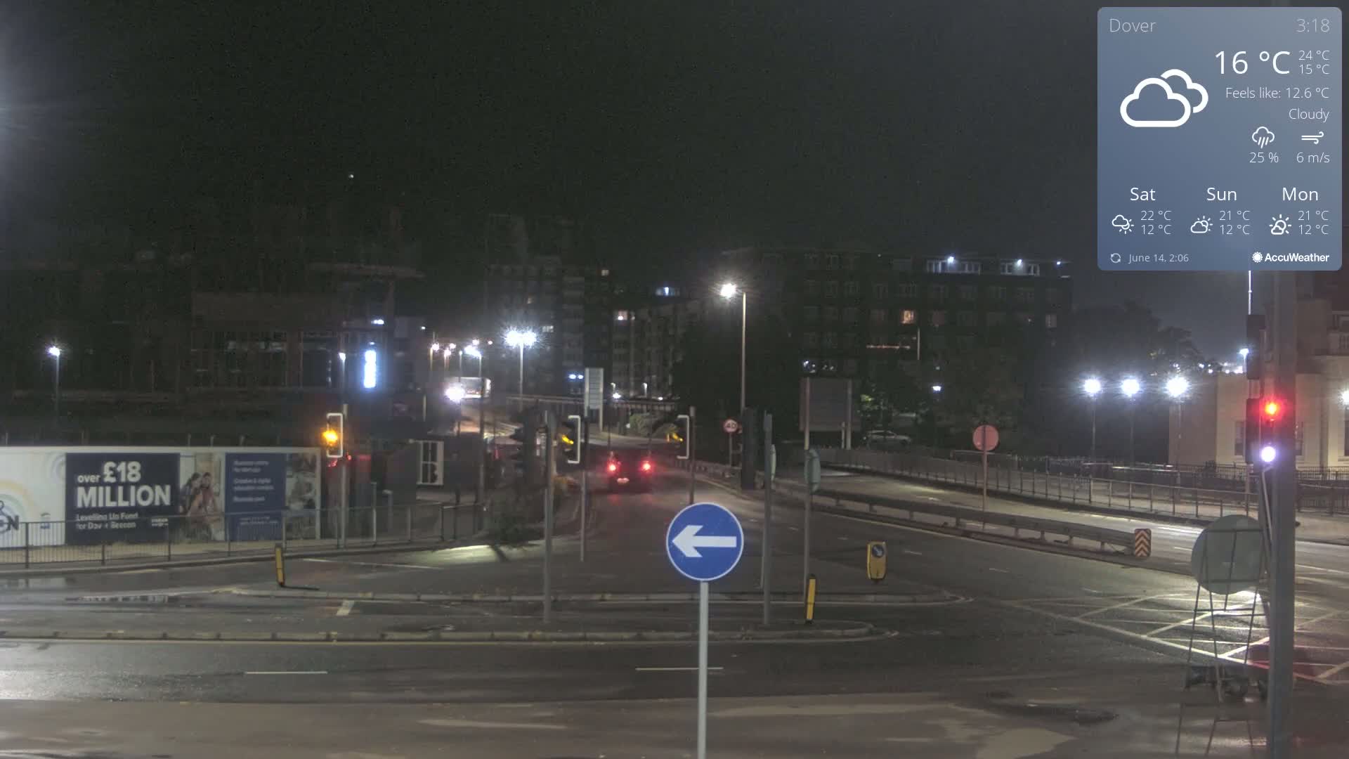 Dover Castle & A256 & A20 Junction Live Cam - Dover, Kent, South East, England, United Kingdom