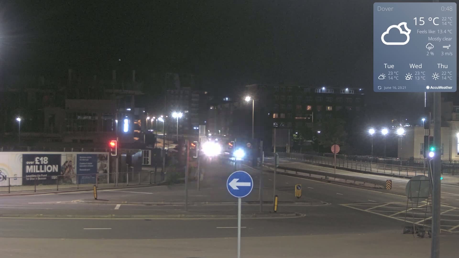 Dover Castle & A256 & A20 Junction Live Cam - Dover, Kent, South East, England, United Kingdom