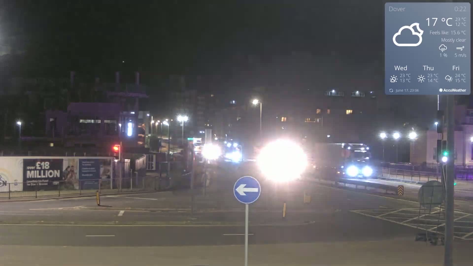 Dover Castle & A256 & A20 Junction Live Cam - Dover, Kent, South East, England, United Kingdom