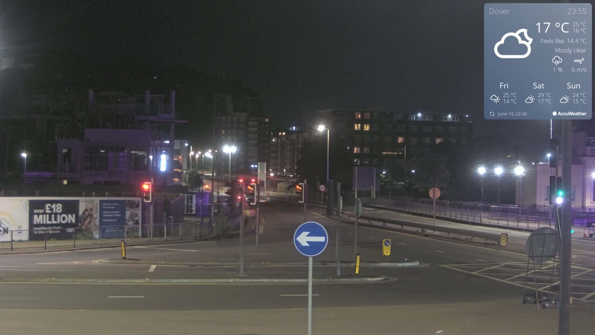 Dover Castle & A256 & A20 Junction Live Cam - Dover, Kent, South East, England, United Kingdom