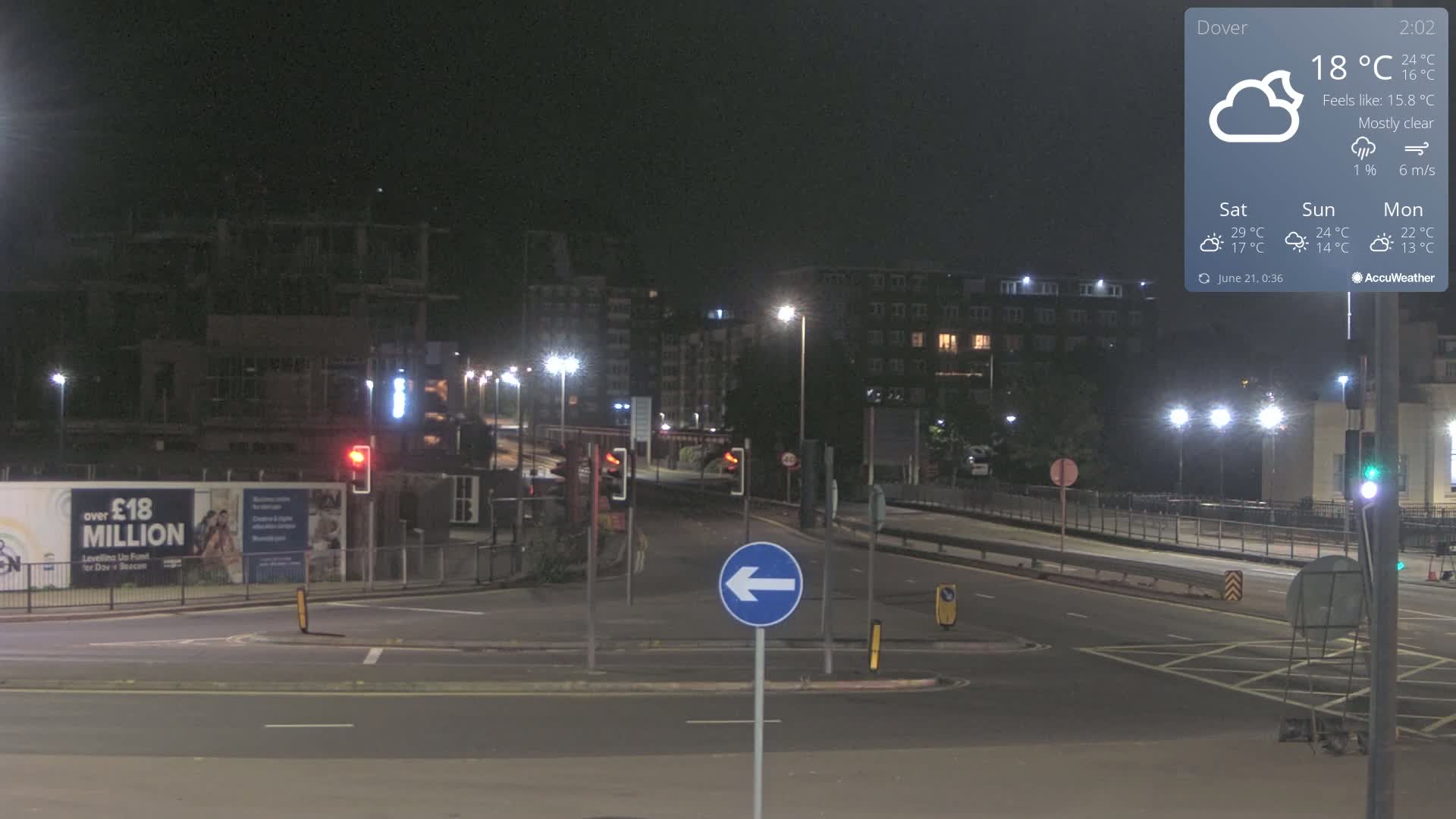 Dover Castle & A256 & A20 Junction Live Cam - Dover, Kent, South East, England, United Kingdom