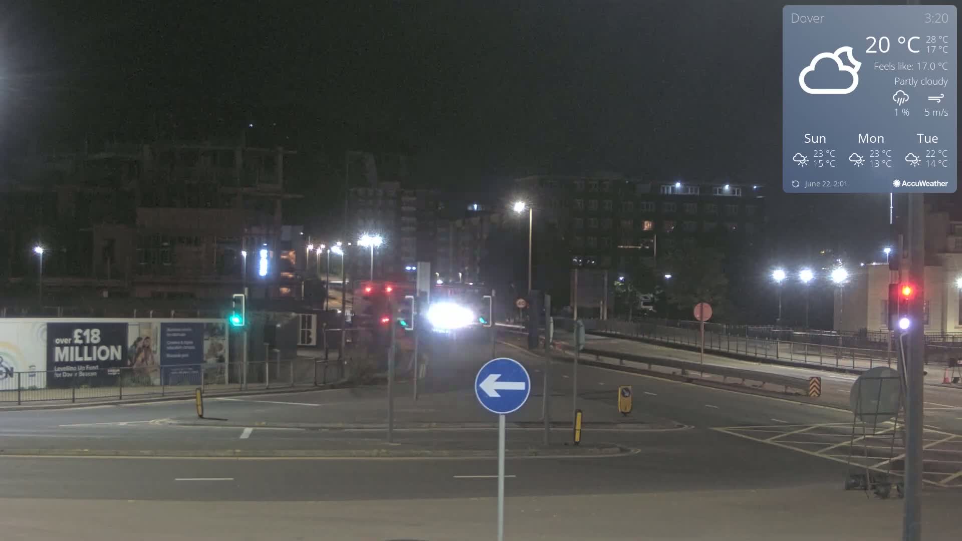 Dover Castle & A256 & A20 Junction Live Cam - Dover, Kent, South East, England, United Kingdom