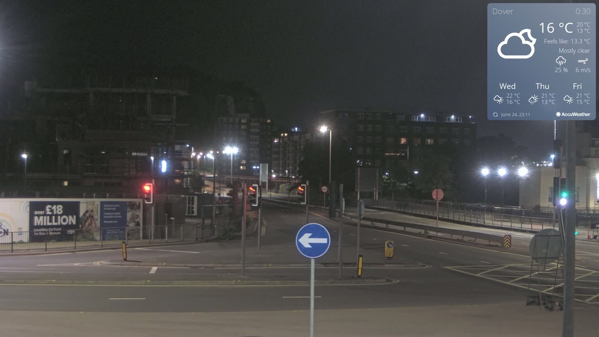 Dover Castle & A256 & A20 Junction Live Cam - Dover, Kent, South East, England, United Kingdom