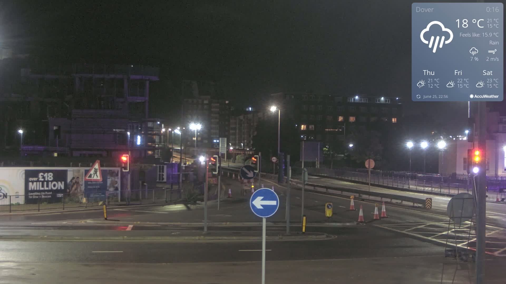 Dover Castle & A256 & A20 Junction Live Cam - Dover, Kent, South East, England, United Kingdom
