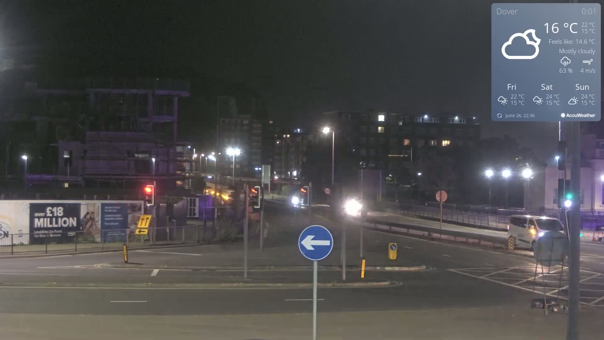 Dover Castle & A256 & A20 Junction Live Cam - Dover, Kent, South East, England, United Kingdom