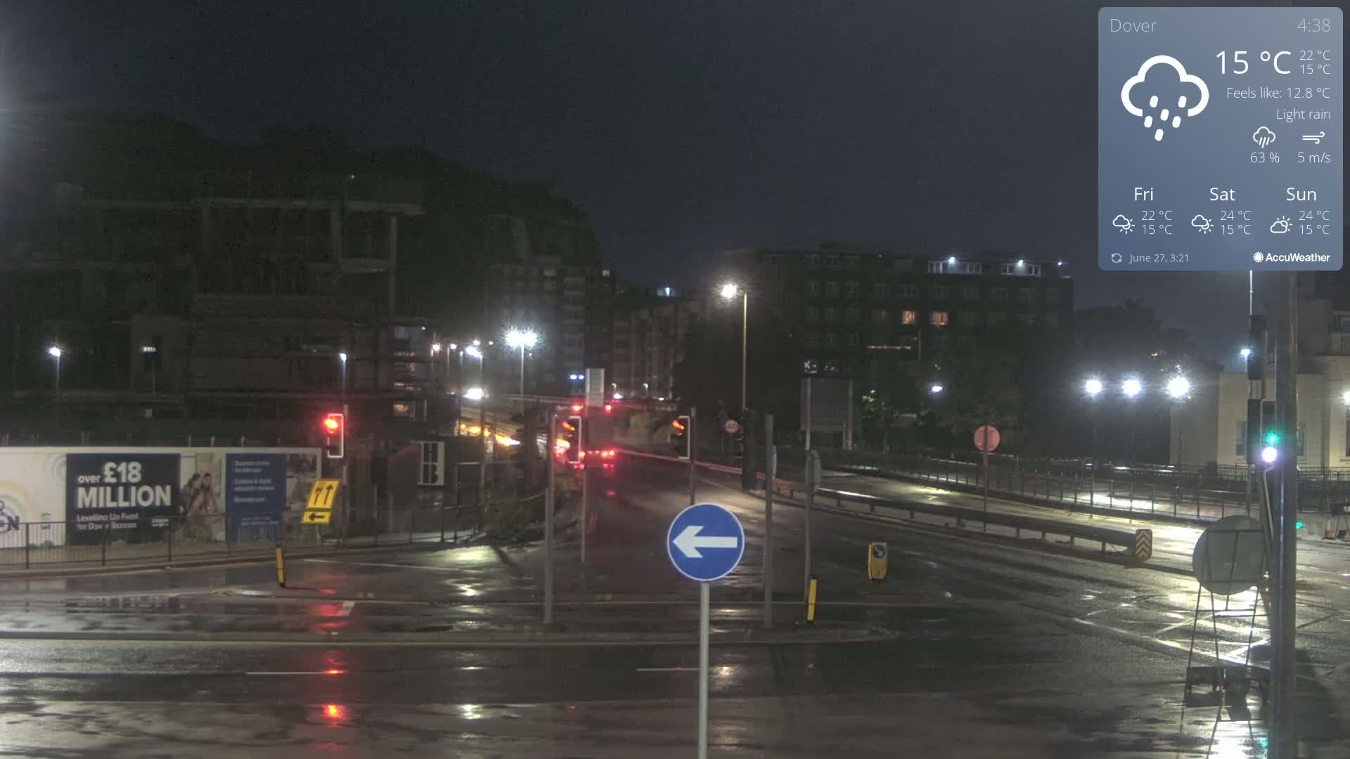 Dover Castle & A256 & A20 Junction Live Cam - Dover, Kent, South East, England, United Kingdom