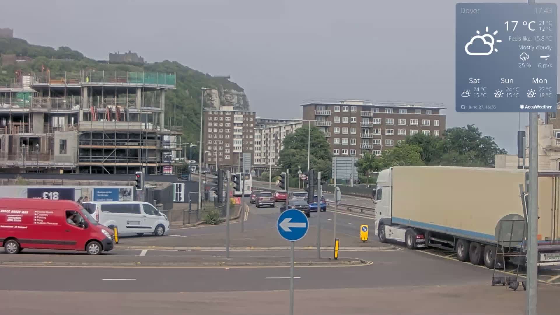 Dover Castle & A256 & A20 Junction Live Cam - Dover, Kent, South East, England, United Kingdom