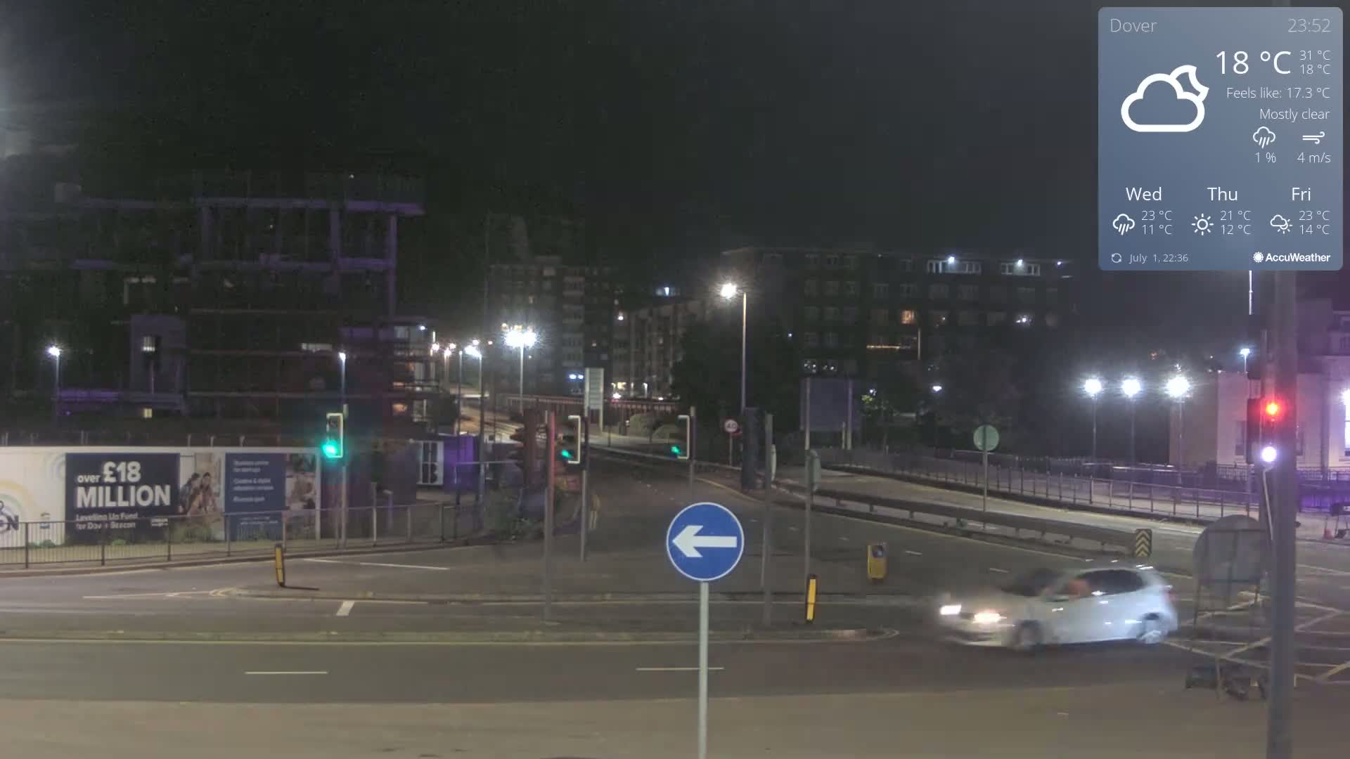 Dover Castle & A256 & A20 Junction Live Cam - Dover, Kent, South East, England, United Kingdom