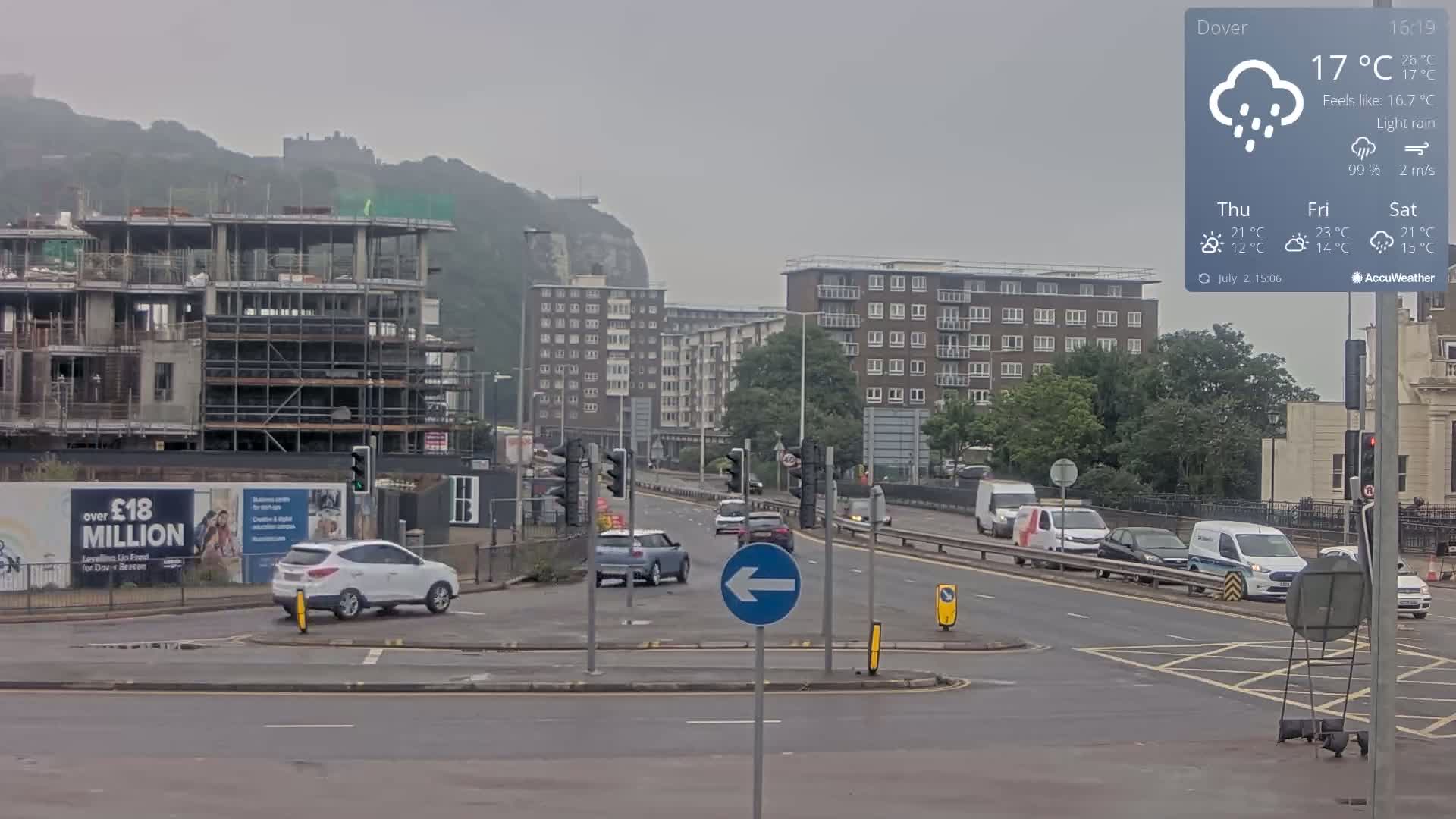 Dover Castle & A256 & A20 Junction Live Cam - Dover, Kent, South East, England, United Kingdom