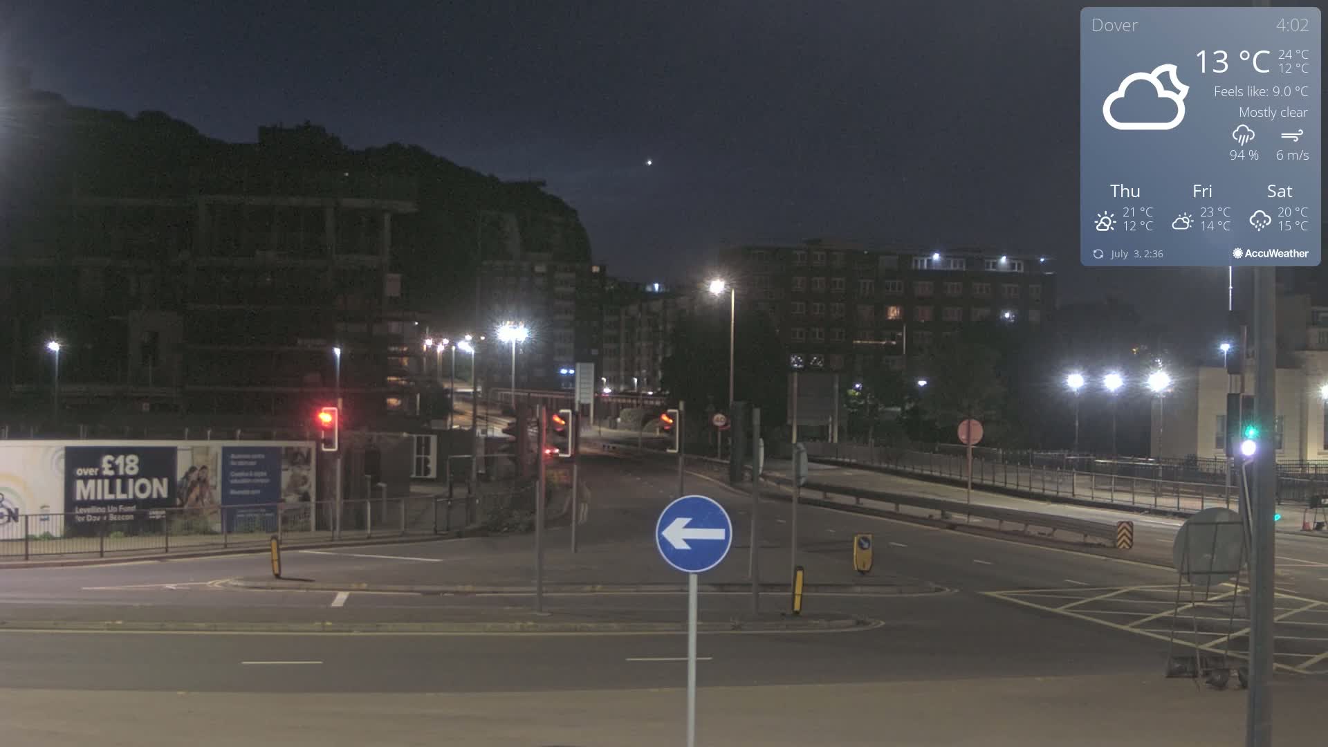 Dover Castle & A256 & A20 Junction Live Cam - Dover, Kent, South East, England, United Kingdom