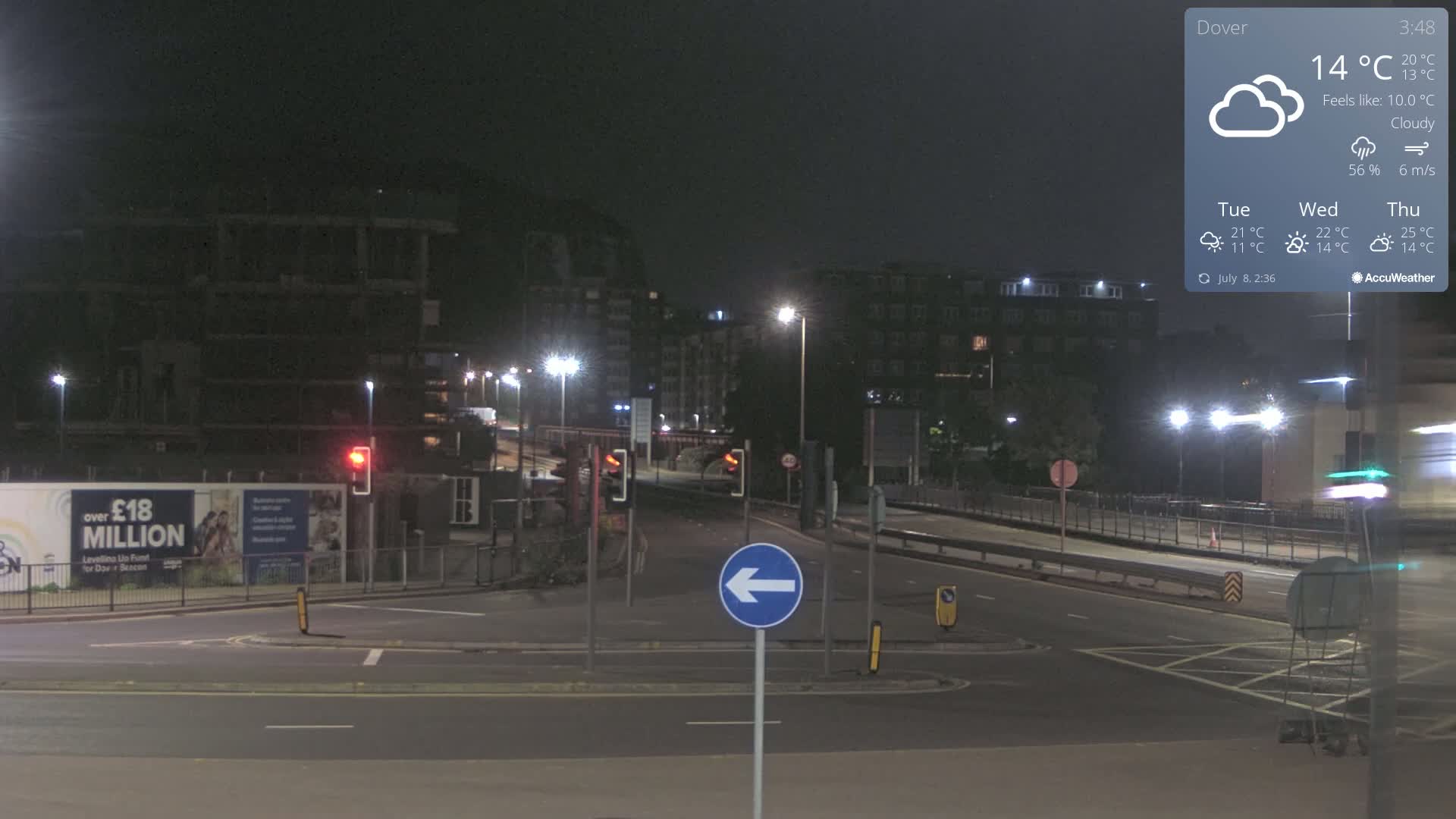 Dover Castle & A256 & A20 Junction Live Cam - Dover, Kent, South East, England, United Kingdom