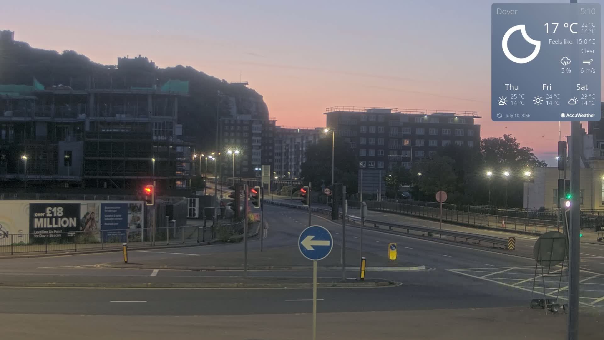 Dover Castle & A256 & A20 Junction Live Cam - Dover, Kent, South East, England, United Kingdom