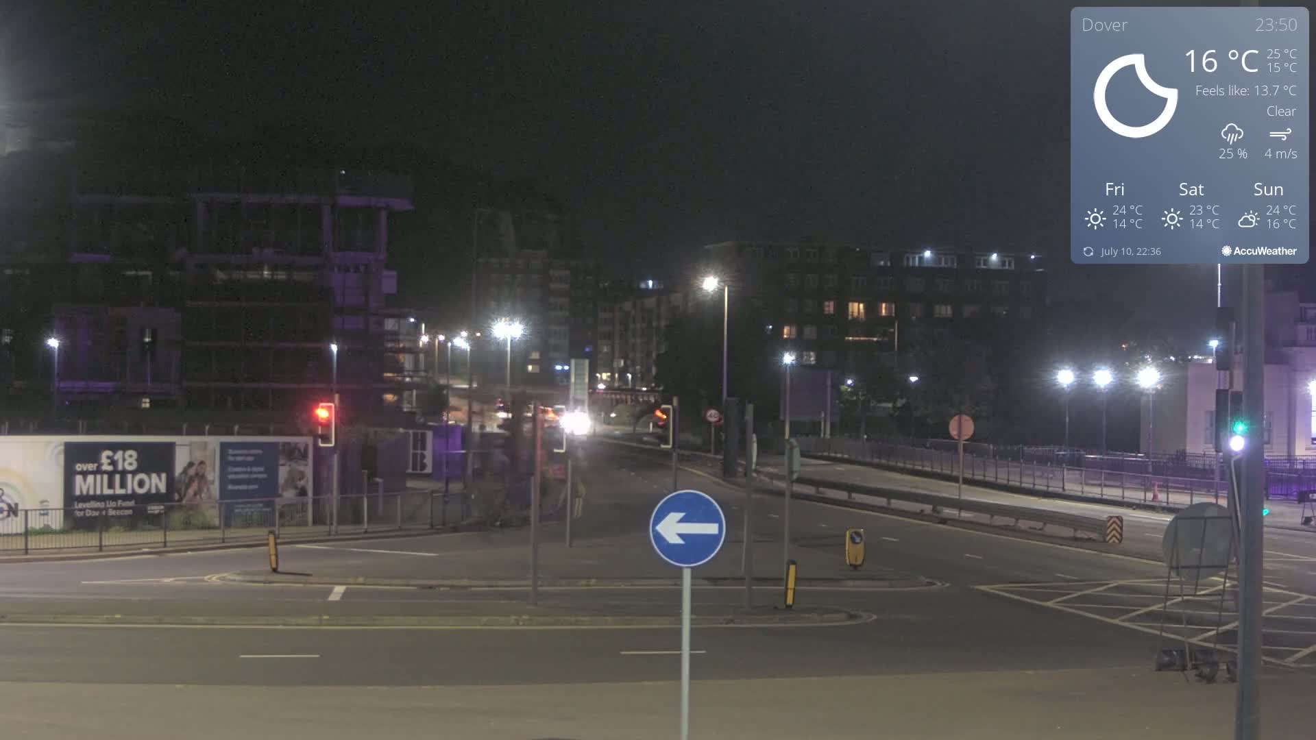 Dover Castle & A256 & A20 Junction Live Cam - Dover, Kent, South East, England, United Kingdom