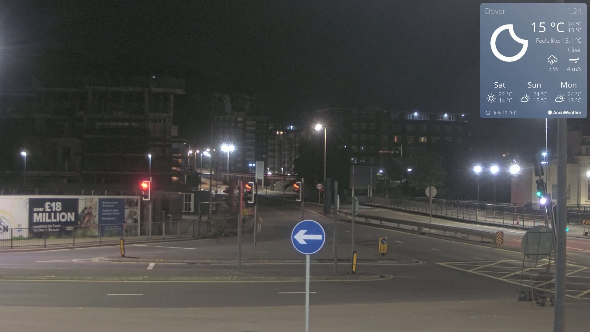 Dover Castle & A256 & A20 Junction Live Cam - Dover, Kent, South East, England, United Kingdom