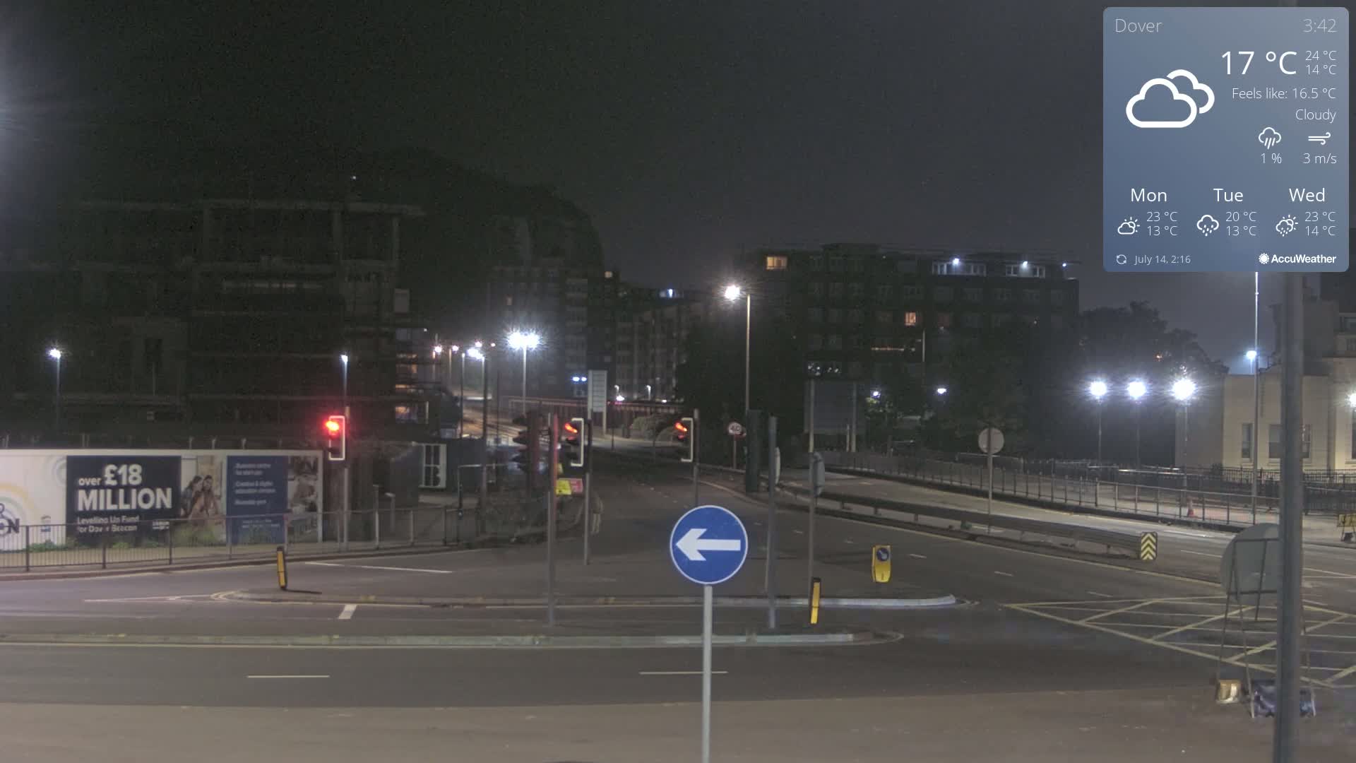 Dover Castle & A256 & A20 Junction Live Cam - Dover, Kent, South East, England, United Kingdom
