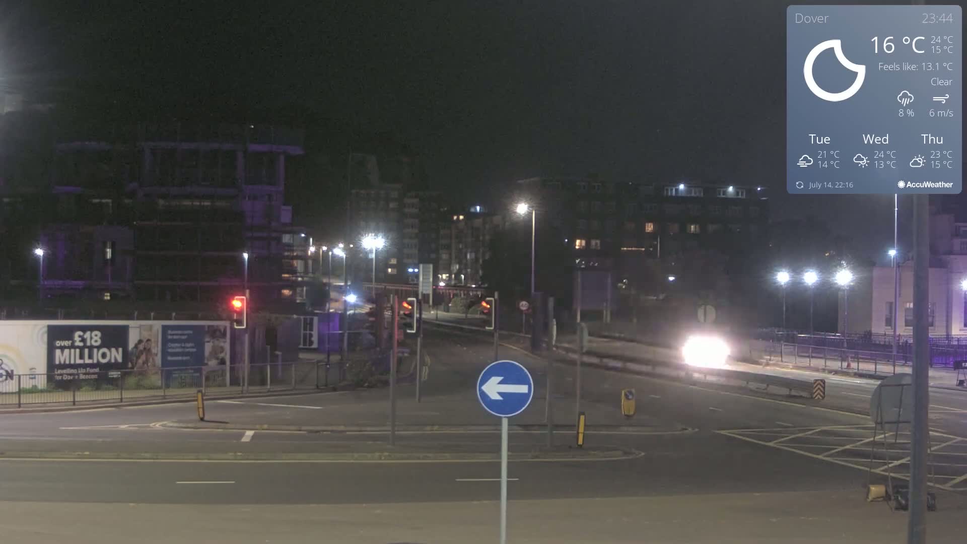 Dover Castle & A256 & A20 Junction Live Cam - Dover, Kent, South East, England, United Kingdom