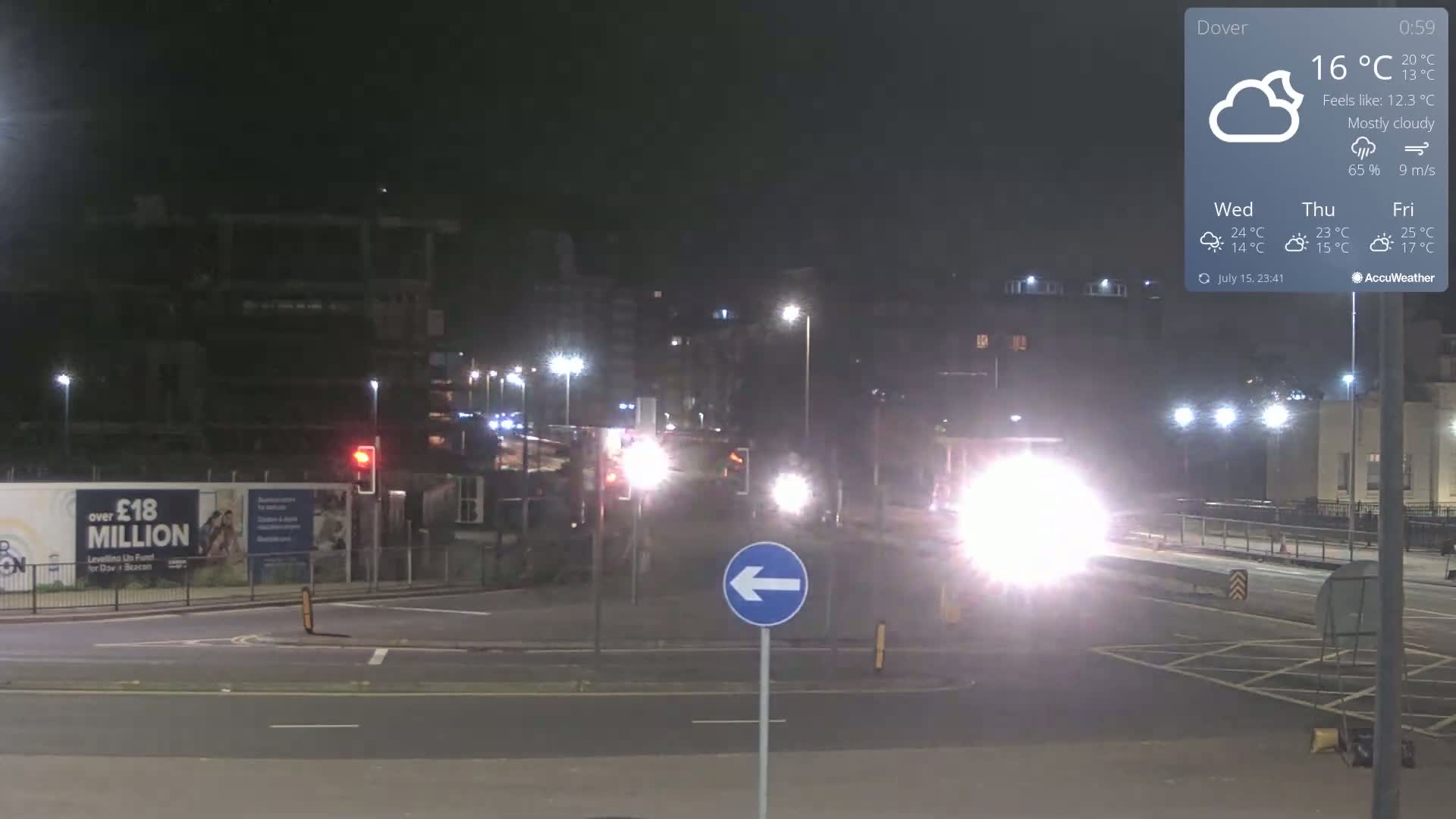 Dover Castle & A256 & A20 Junction Live Cam - Dover, Kent, South East, England, United Kingdom