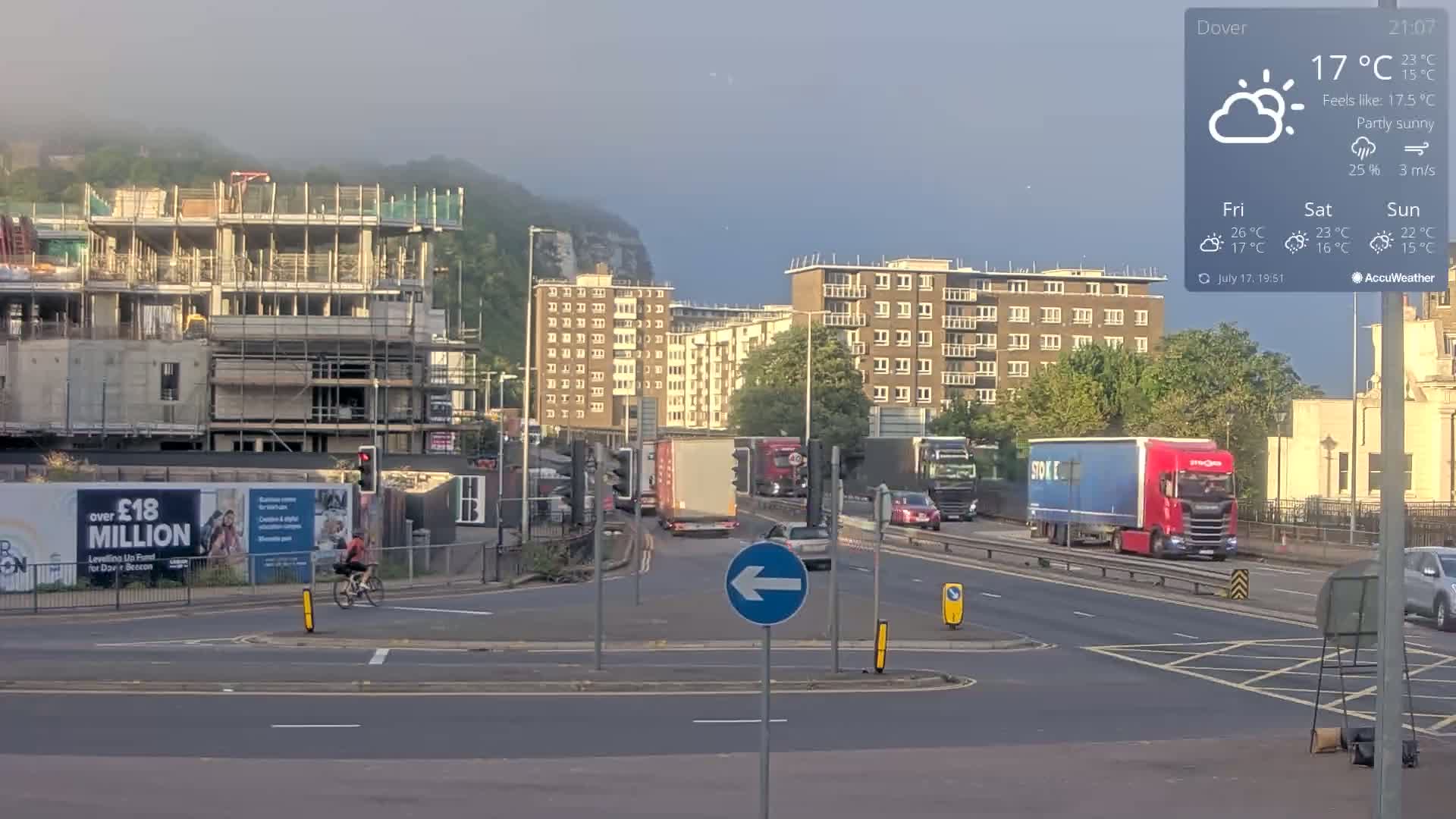 Dover Castle & A256 & A20 Junction Live Cam - Dover, Kent, South East, England, United Kingdom