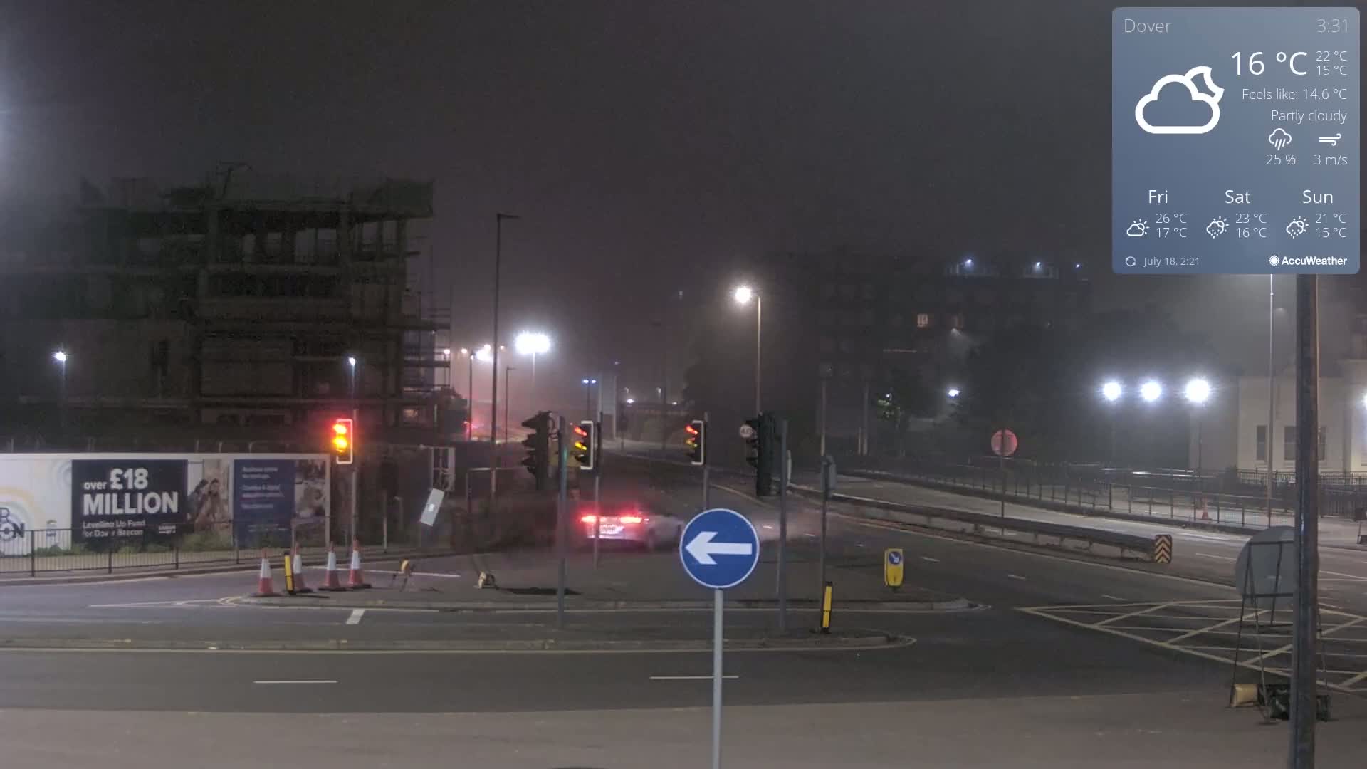 Dover Castle & A256 & A20 Junction Live Cam - Dover, Kent, South East, England, United Kingdom