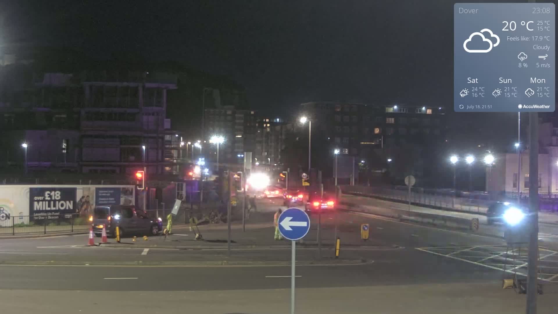 Dover Castle & A256 & A20 Junction Live Cam - Dover, Kent, South East, England, United Kingdom