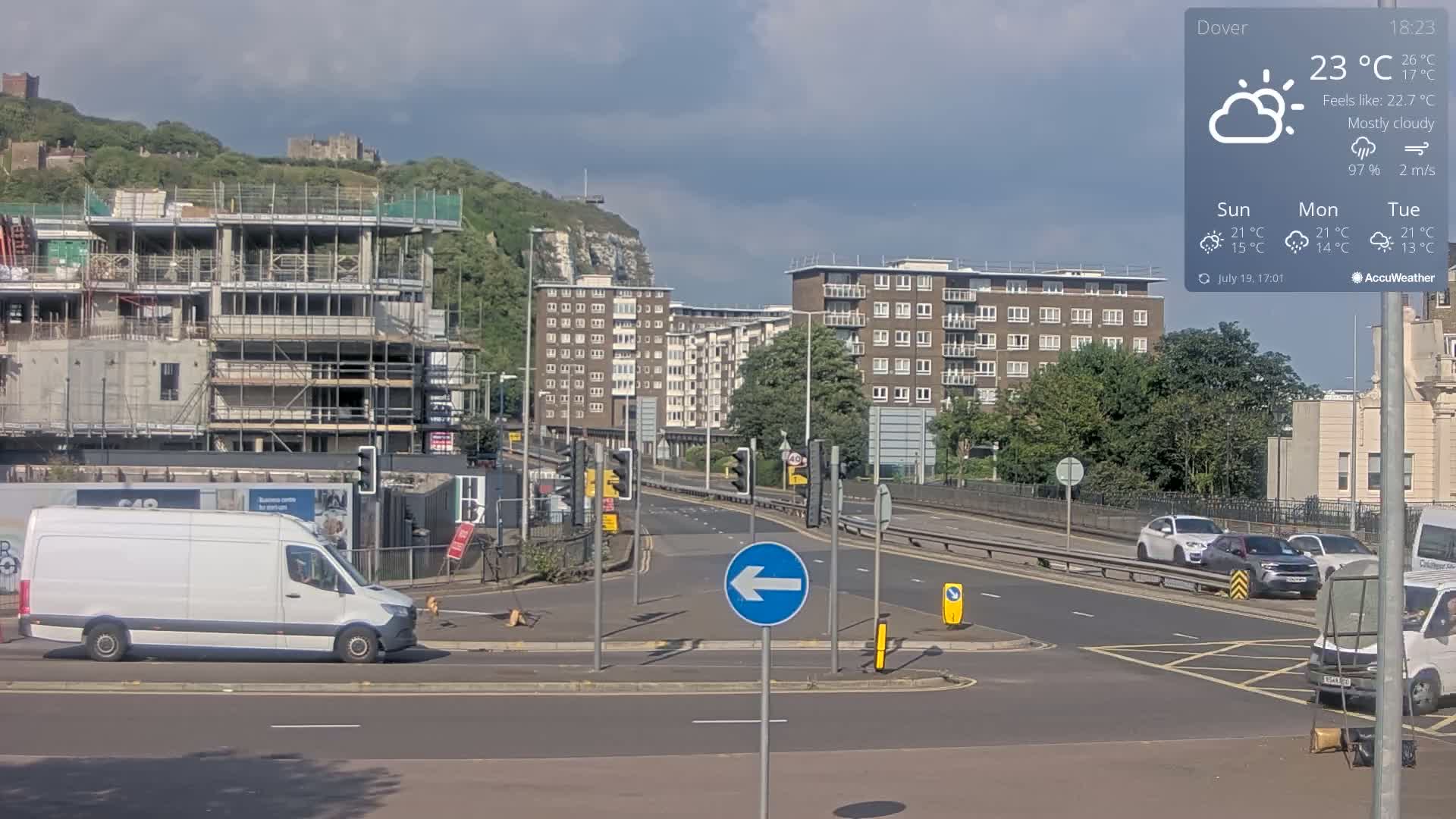 Dover Castle & A256 & A20 Junction Live Cam - Dover, Kent, South East, England, United Kingdom