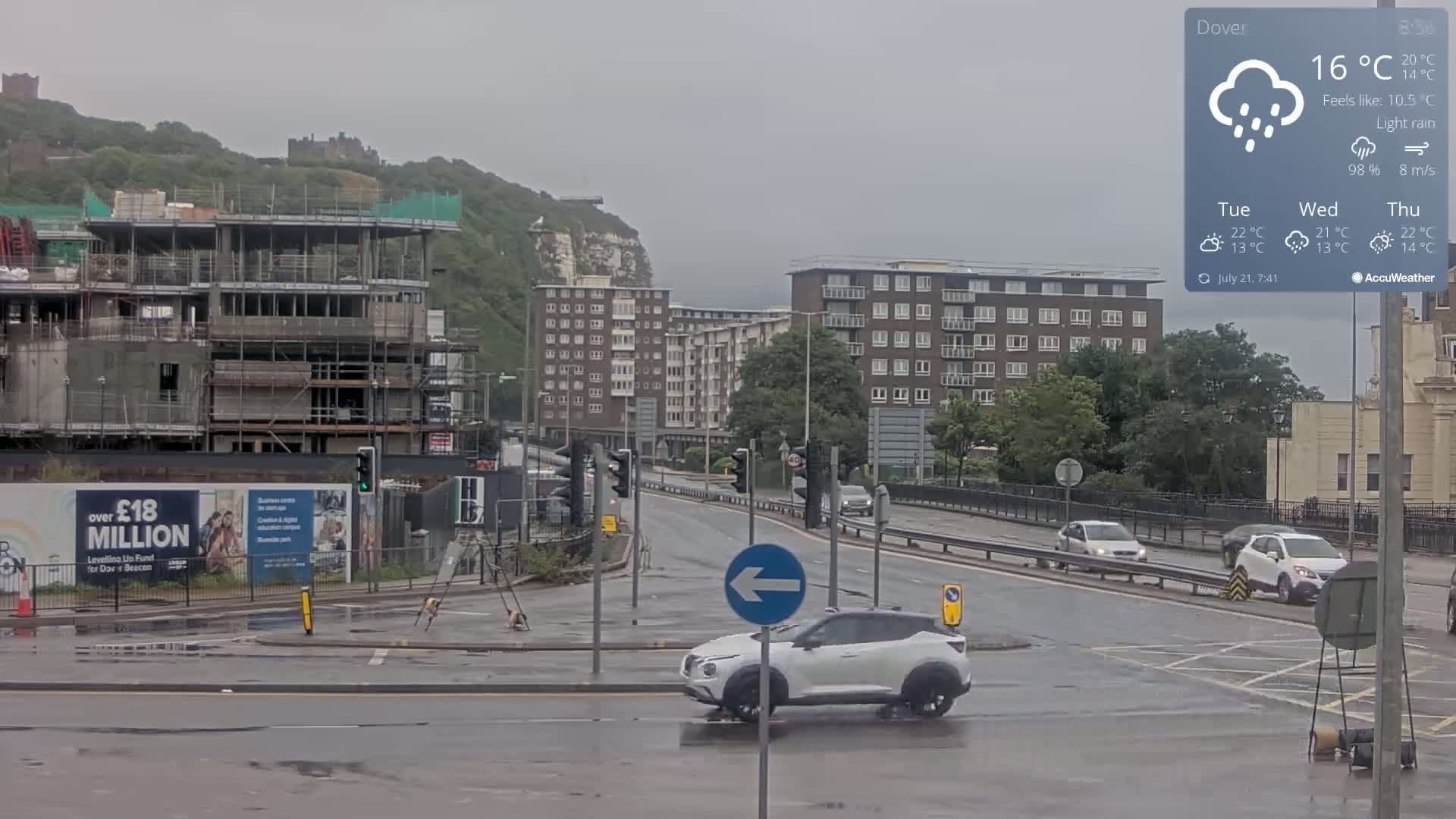 Dover Castle & A256 & A20 Junction Live Cam - Dover, Kent, South East, England, United Kingdom