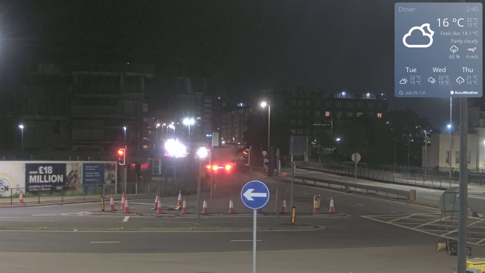Dover Castle & A256 & A20 Junction Live Cam - Dover, Kent, South East, England, United Kingdom