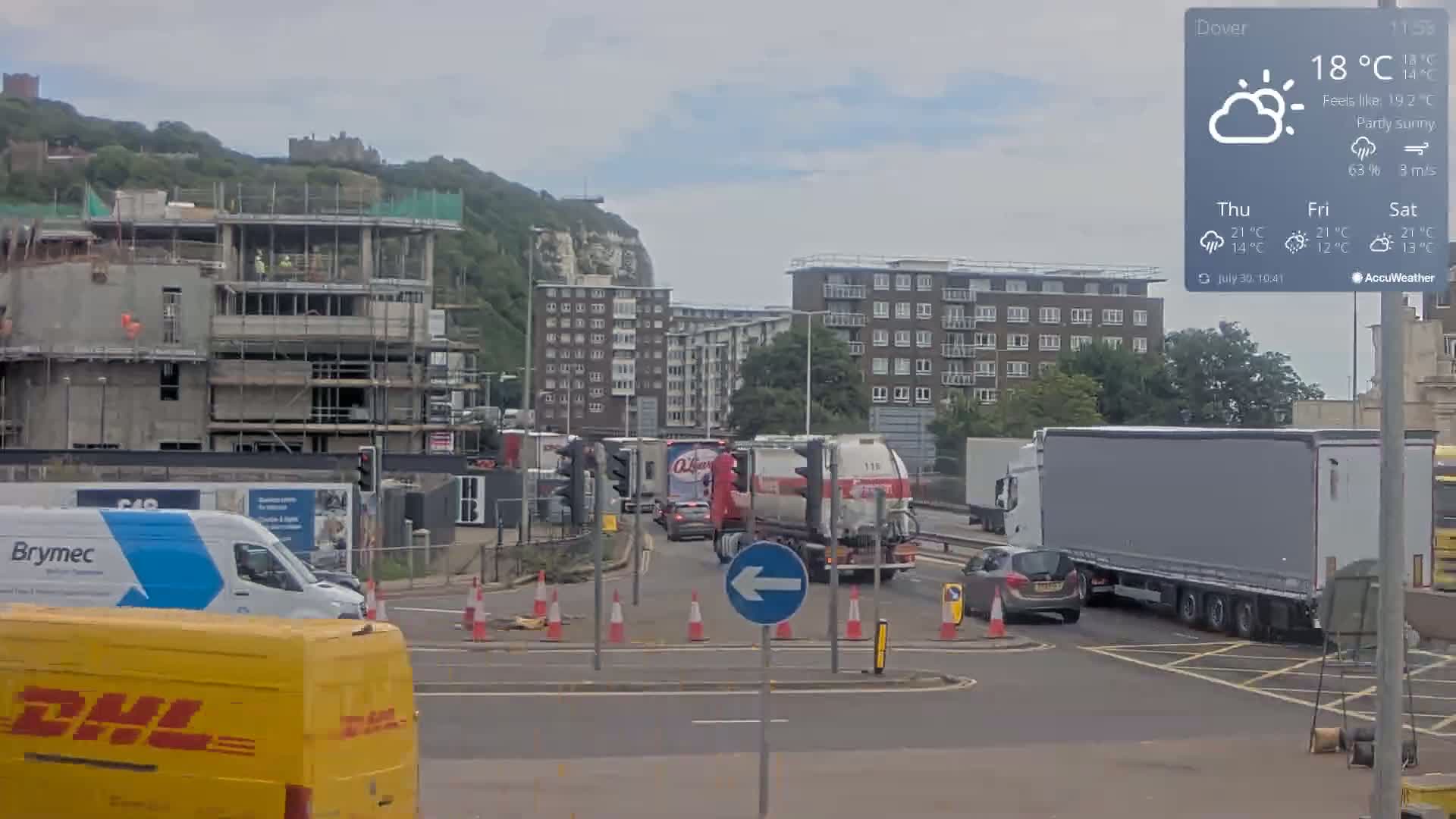 Dover Castle & A256 & A20 Junction Live Cam - Dover, Kent, South East, England, United Kingdom