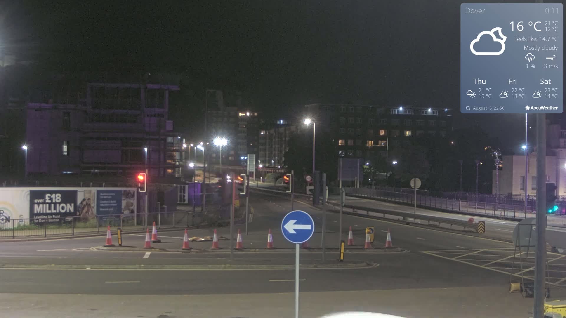 Dover Castle & A256 & A20 Junction Live Cam - Dover, Kent, South East, England, United Kingdom