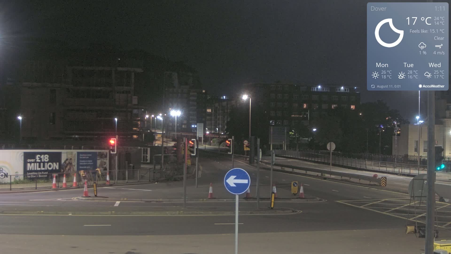 Dover Castle & A256 & A20 Junction Live Cam - Dover, Kent, South East, England, United Kingdom