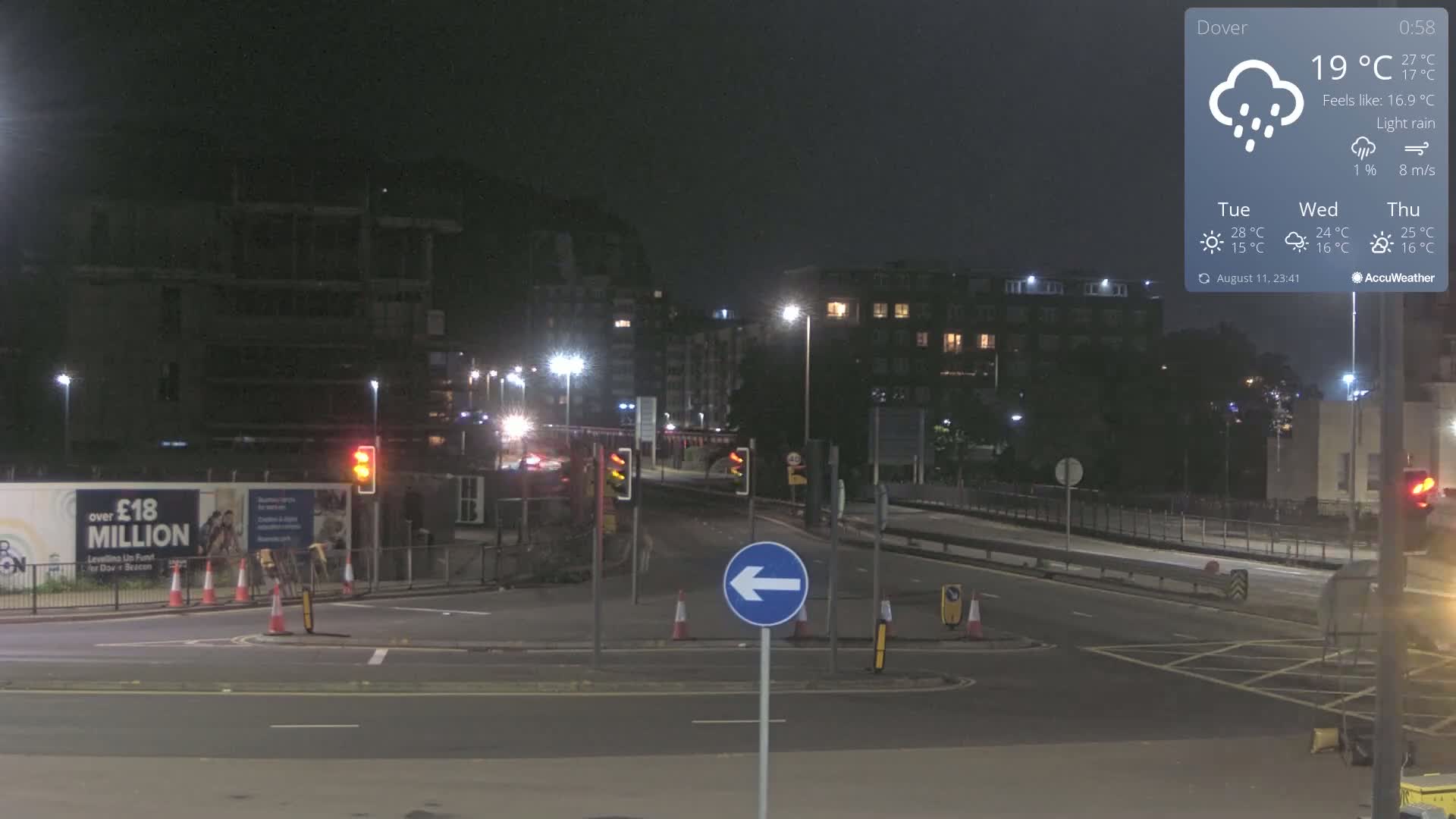 Dover Castle & A256 & A20 Junction Live Cam - Dover, Kent, South East, England, United Kingdom
