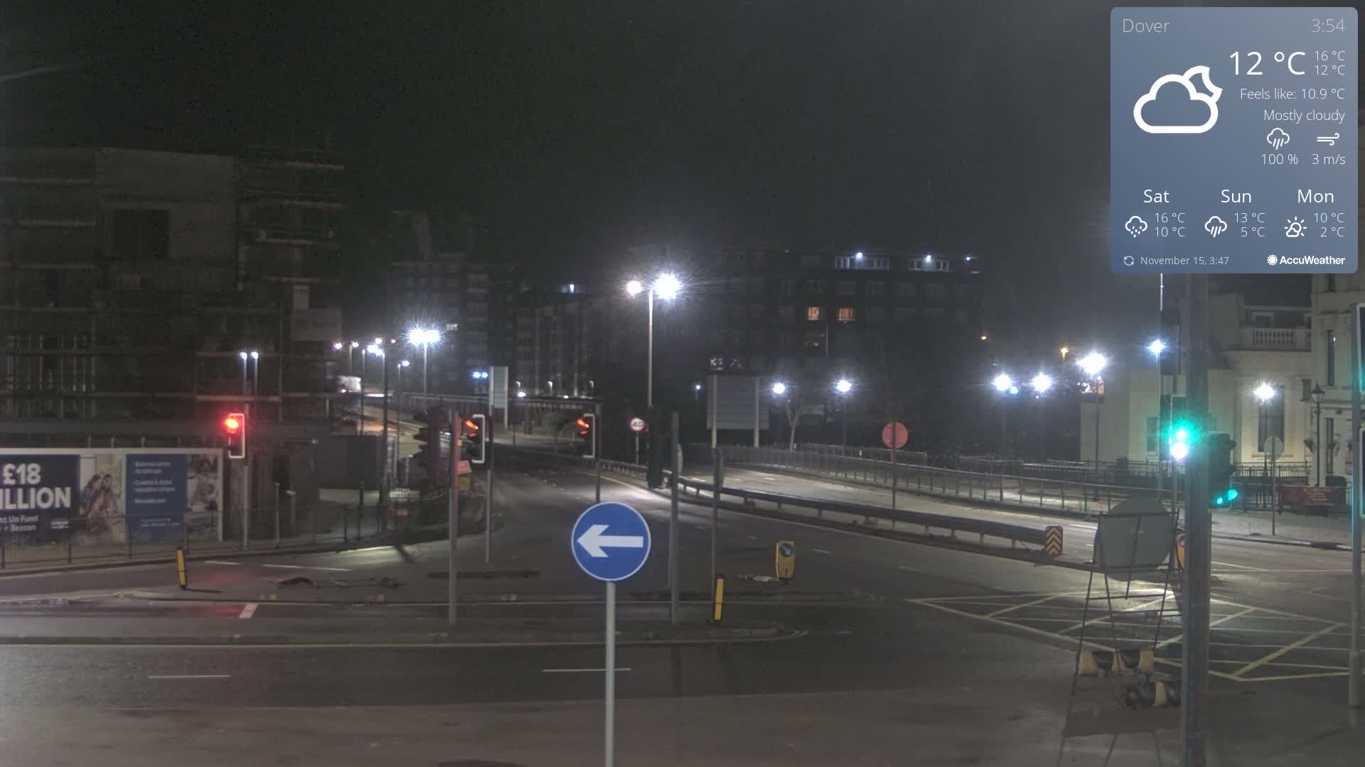 Dover Castle & A256 & A20 Junction Live Cam - Dover, Kent, South East, England, United Kingdom