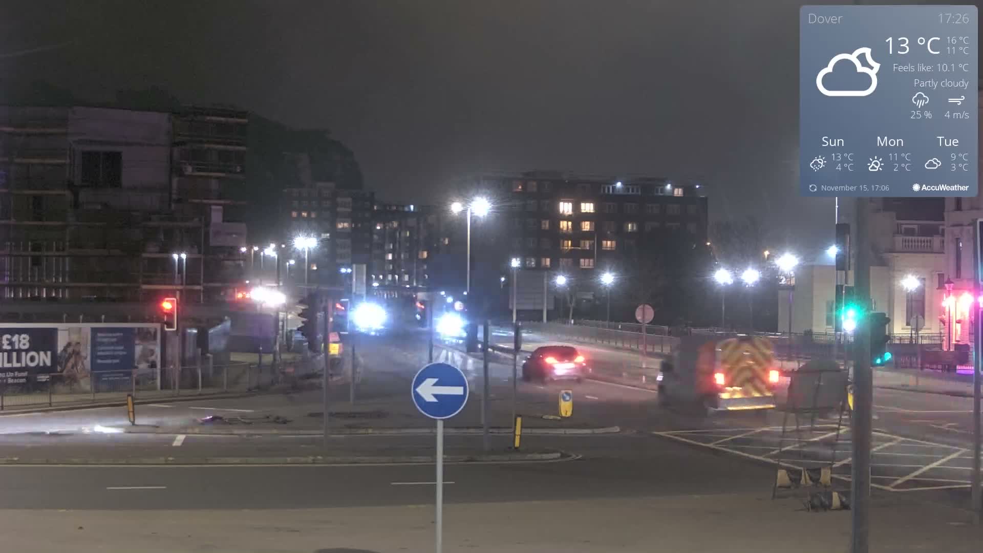 Dover Castle & A256 & A20 Junction Live Cam - Dover, Kent, South East, England, United Kingdom