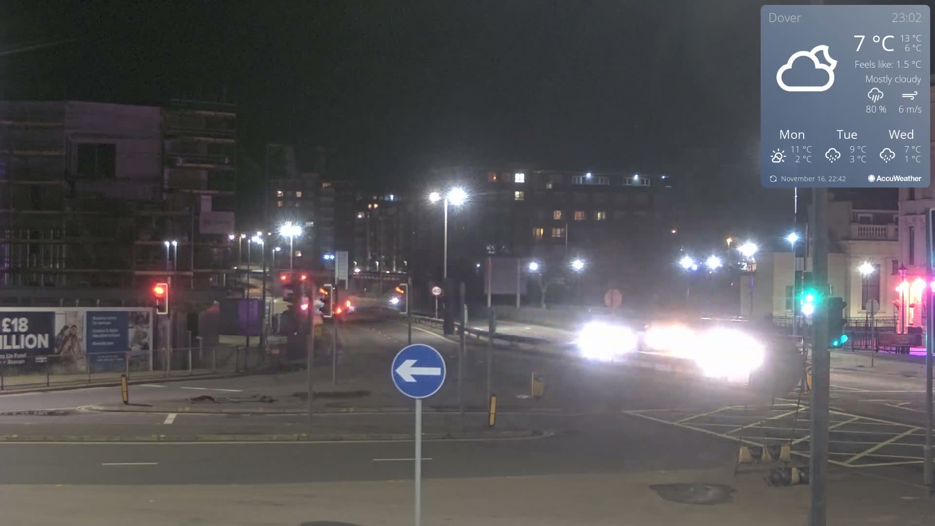 Dover Castle & A256 & A20 Junction Live Cam - Dover, Kent, South East, England, United Kingdom