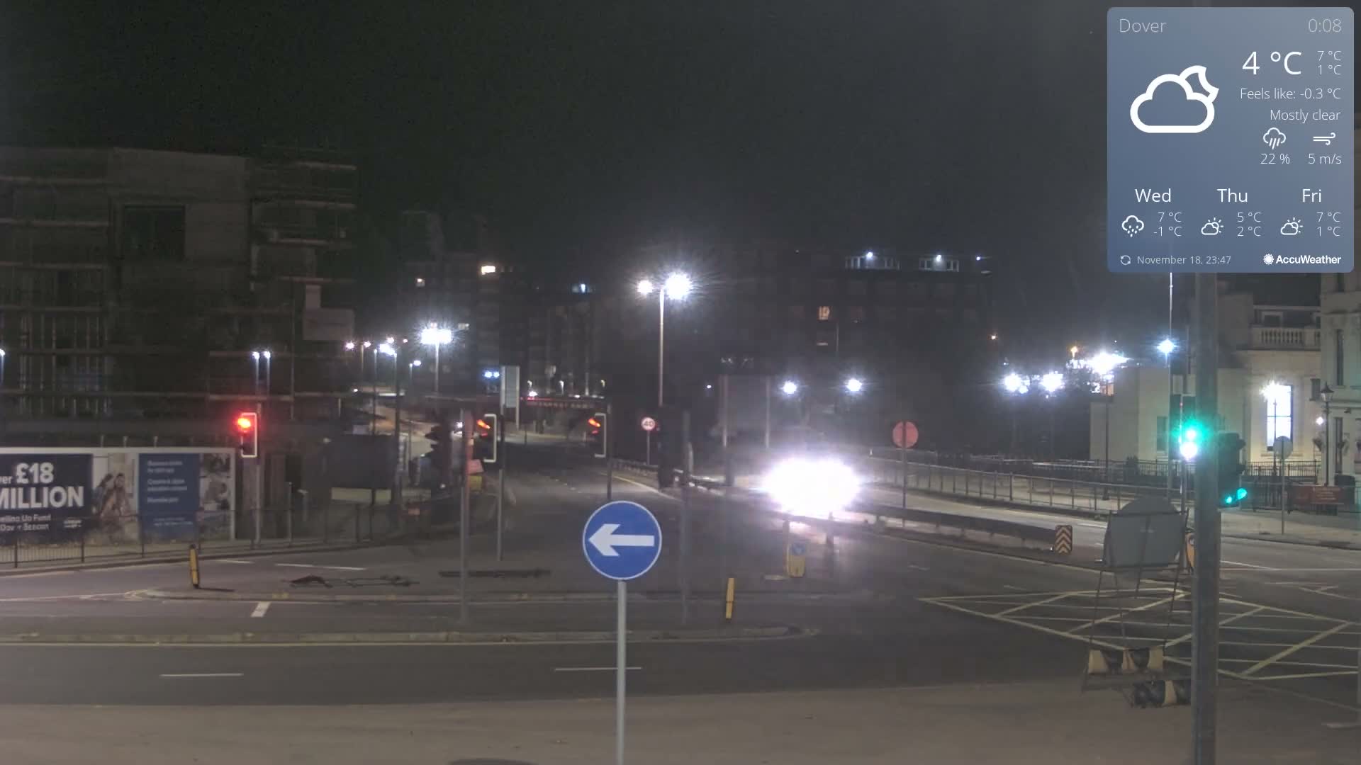 Dover Castle & A256 & A20 Junction Live Cam - Dover, Kent, South East, England, United Kingdom