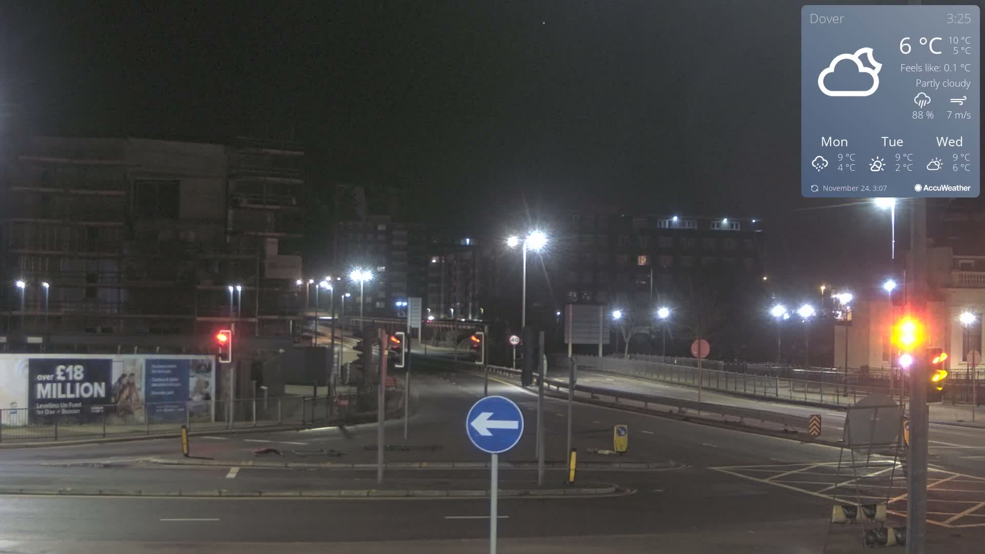 Dover Castle & A256 & A20 Junction Live Cam - Dover, Kent, South East, England, United Kingdom