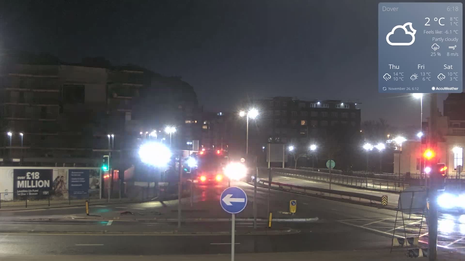 Dover Castle & A256 & A20 Junction Live Cam - Dover, Kent, South East, England, United Kingdom