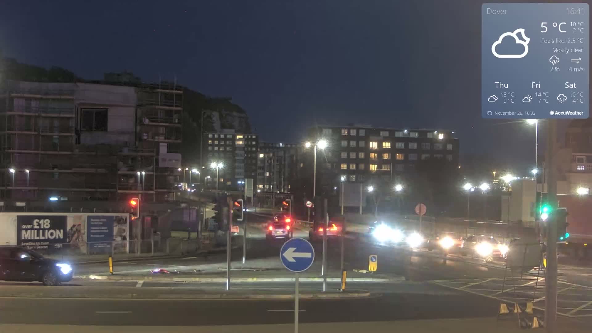 Dover Castle & A256 & A20 Junction Live Cam - Dover, Kent, South East, England, United Kingdom