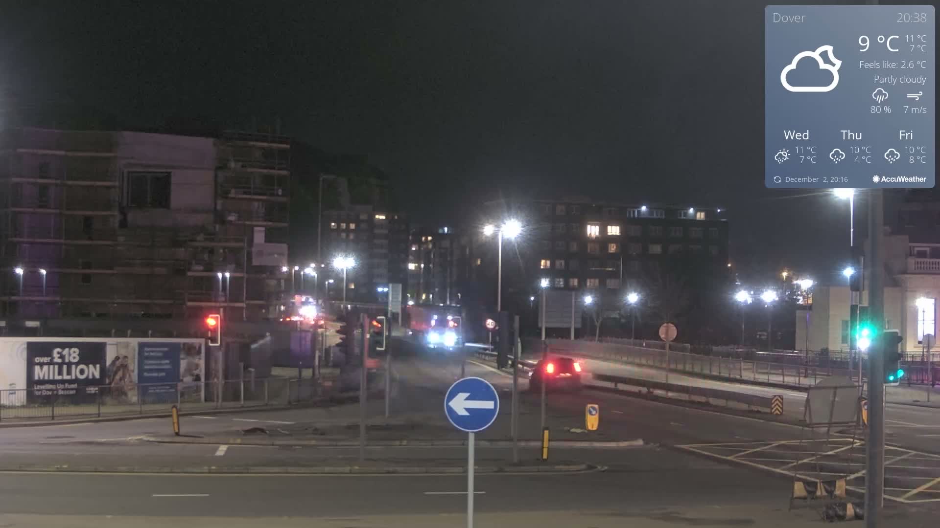 Dover Castle & A256 & A20 Junction Live Cam - Dover, Kent, South East, England, United Kingdom