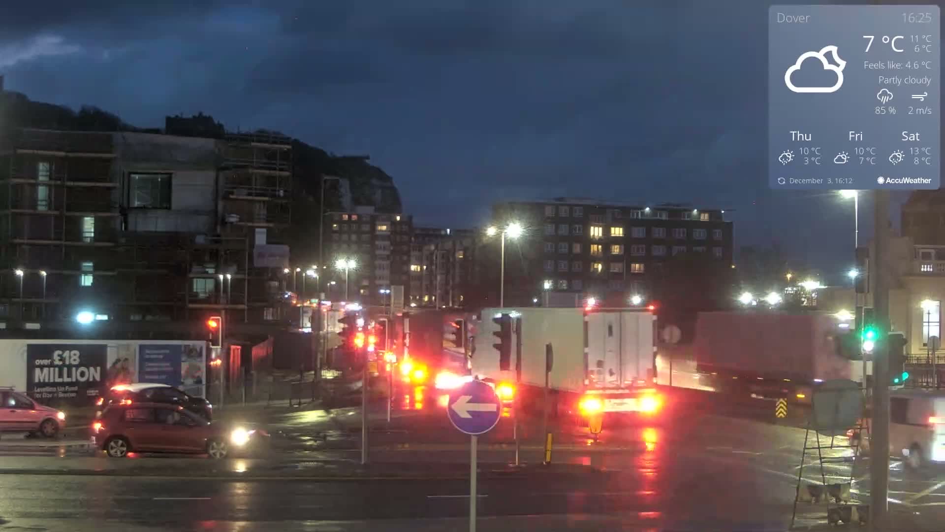 Dover Castle & A256 & A20 Junction Live Cam - Dover, Kent, South East, England, United Kingdom