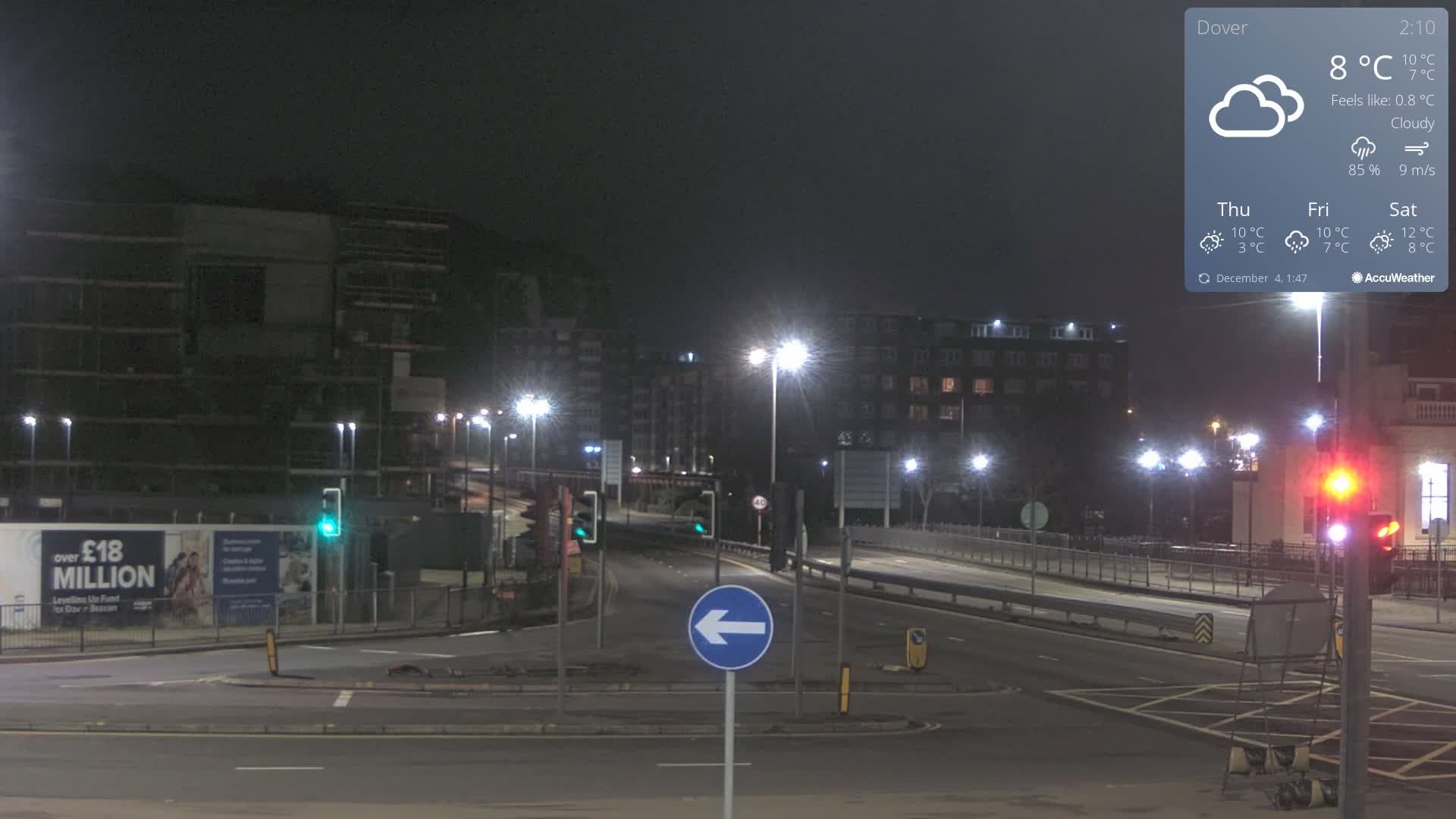 Dover Castle & A256 & A20 Junction Live Cam - Dover, Kent, South East, England, United Kingdom