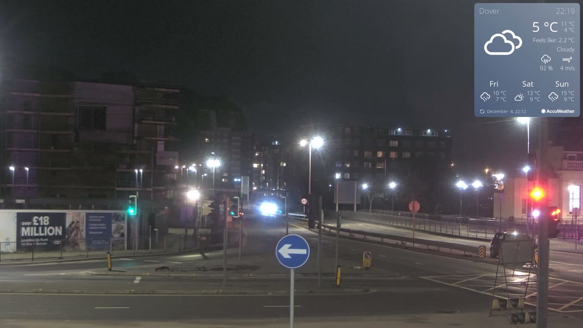 Dover Castle & A256 & A20 Junction Live Cam - Dover, Kent, South East, England, United Kingdom